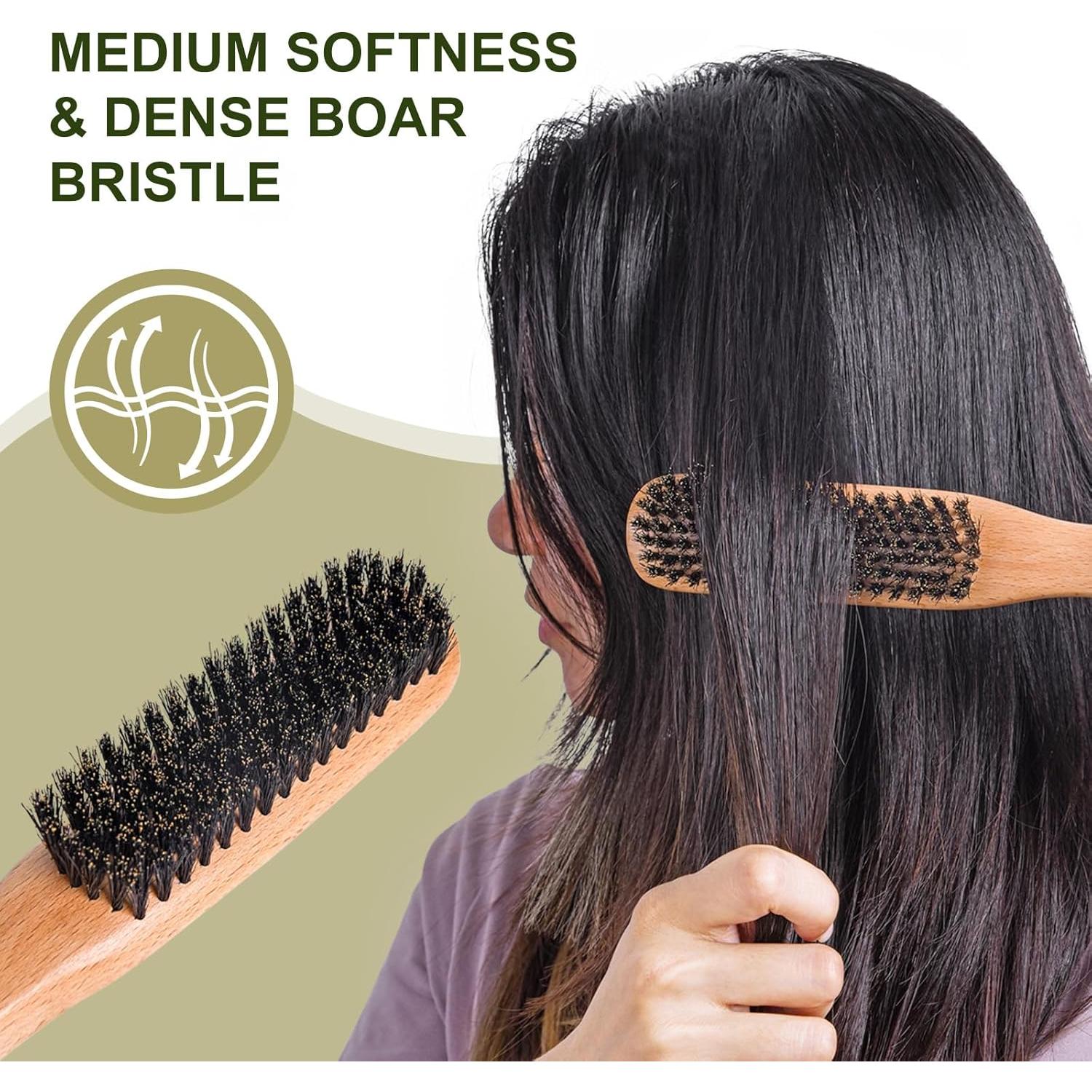 Cepillo de Cerdas de Jabalí Msnasit para Alisar Cabello