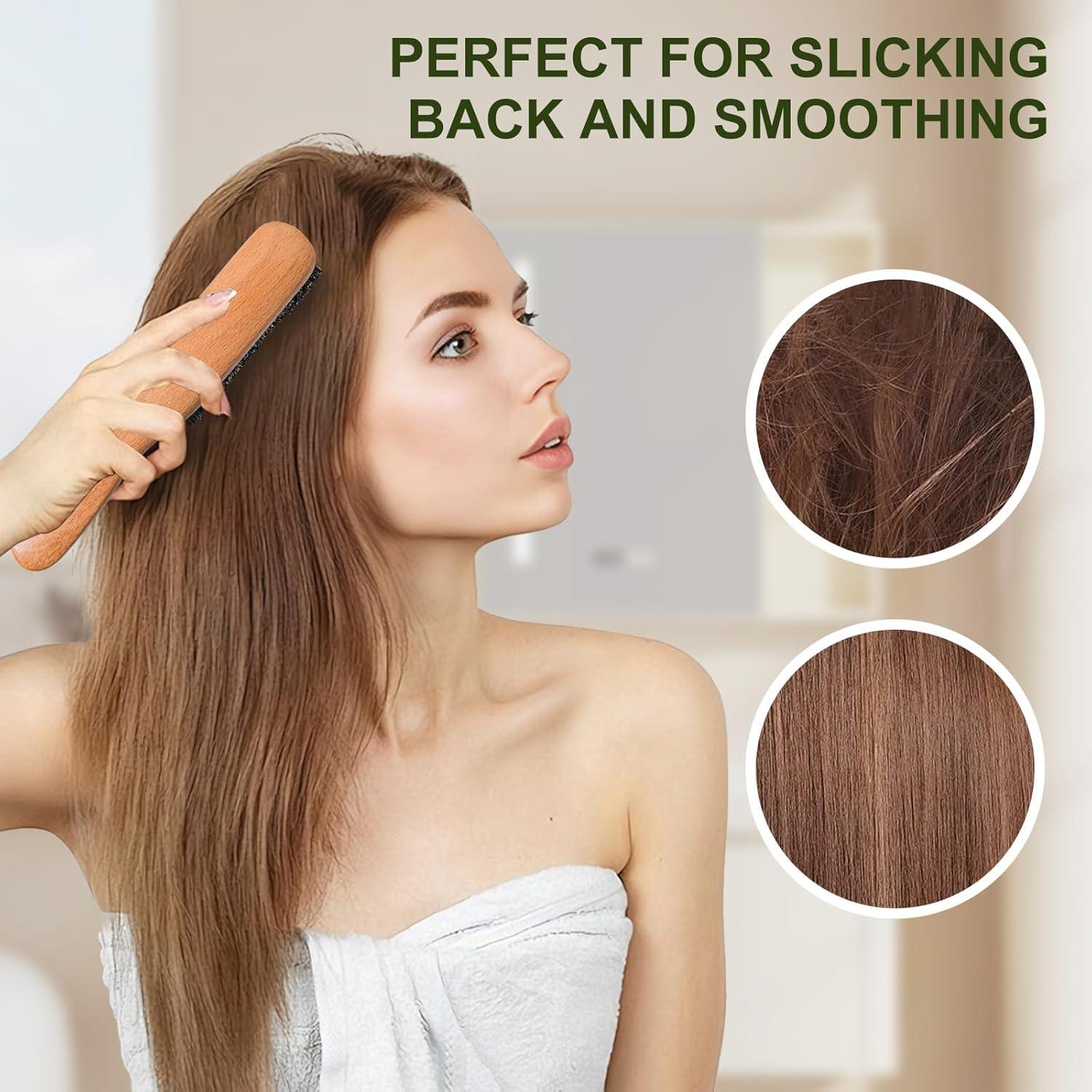 Cepillo de Cerdas de Jabalí Msnasit para Alisar Cabello