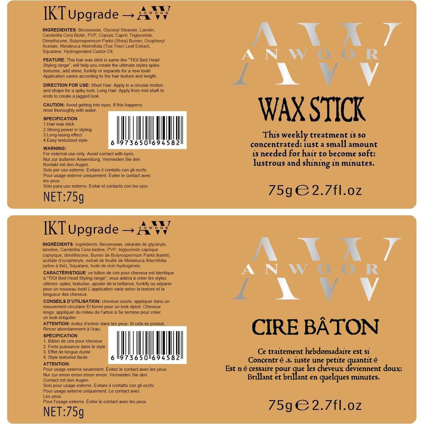 Barra de Cera para Cabello AnWoor + Cepillo Suave 3 en 1