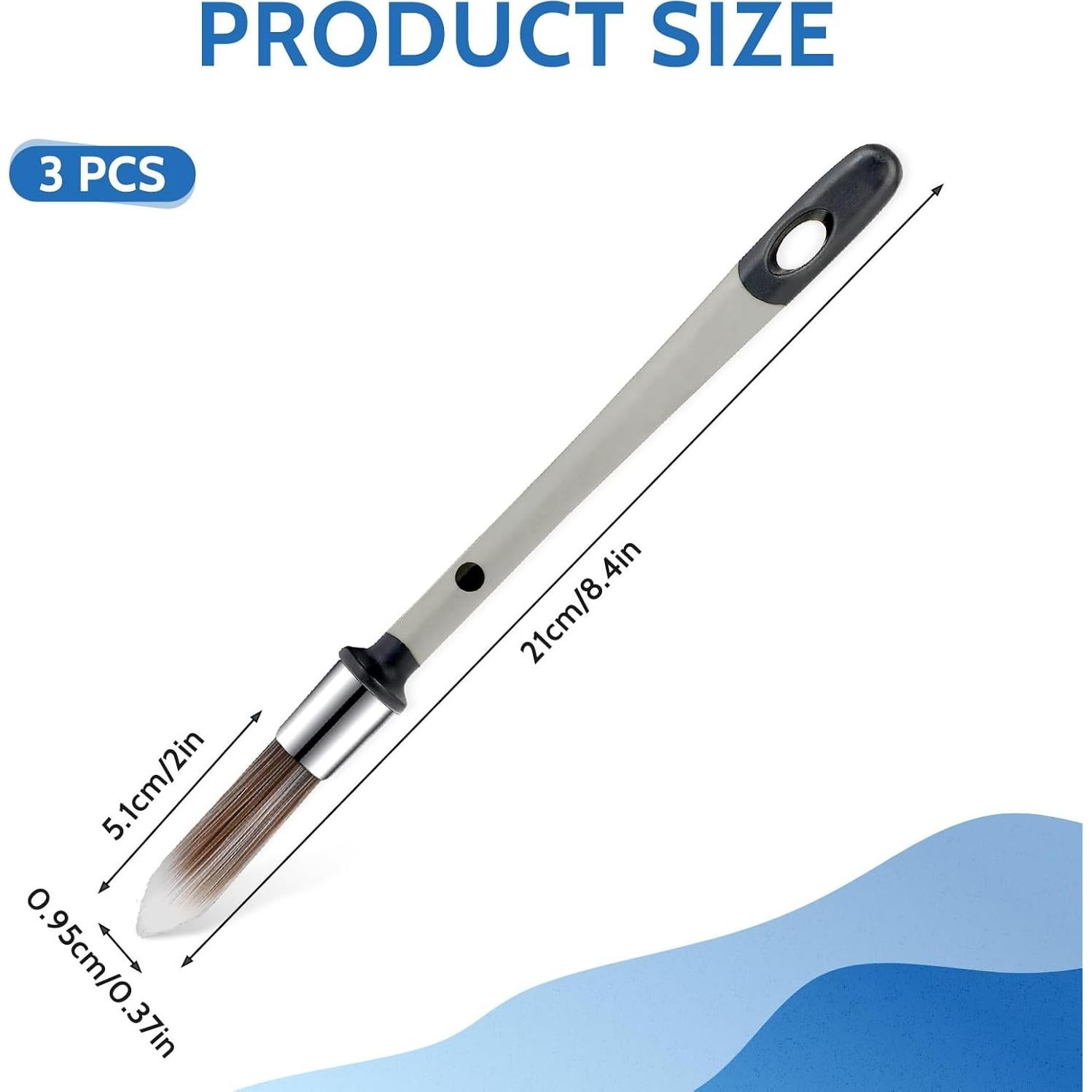 3 Pinceles Pequeños para Pintar Bordes Salbsever 21cm