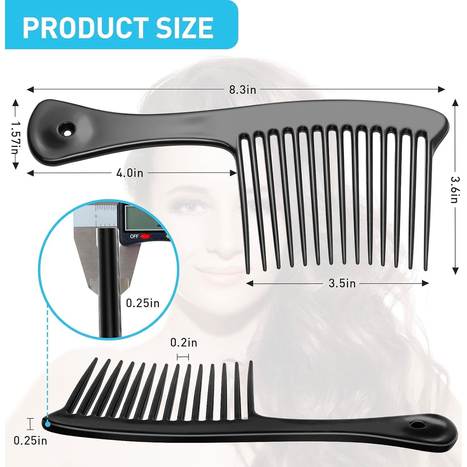 Peine de Dientes Anchos HDAJY para Cabello Rizado y Lacio