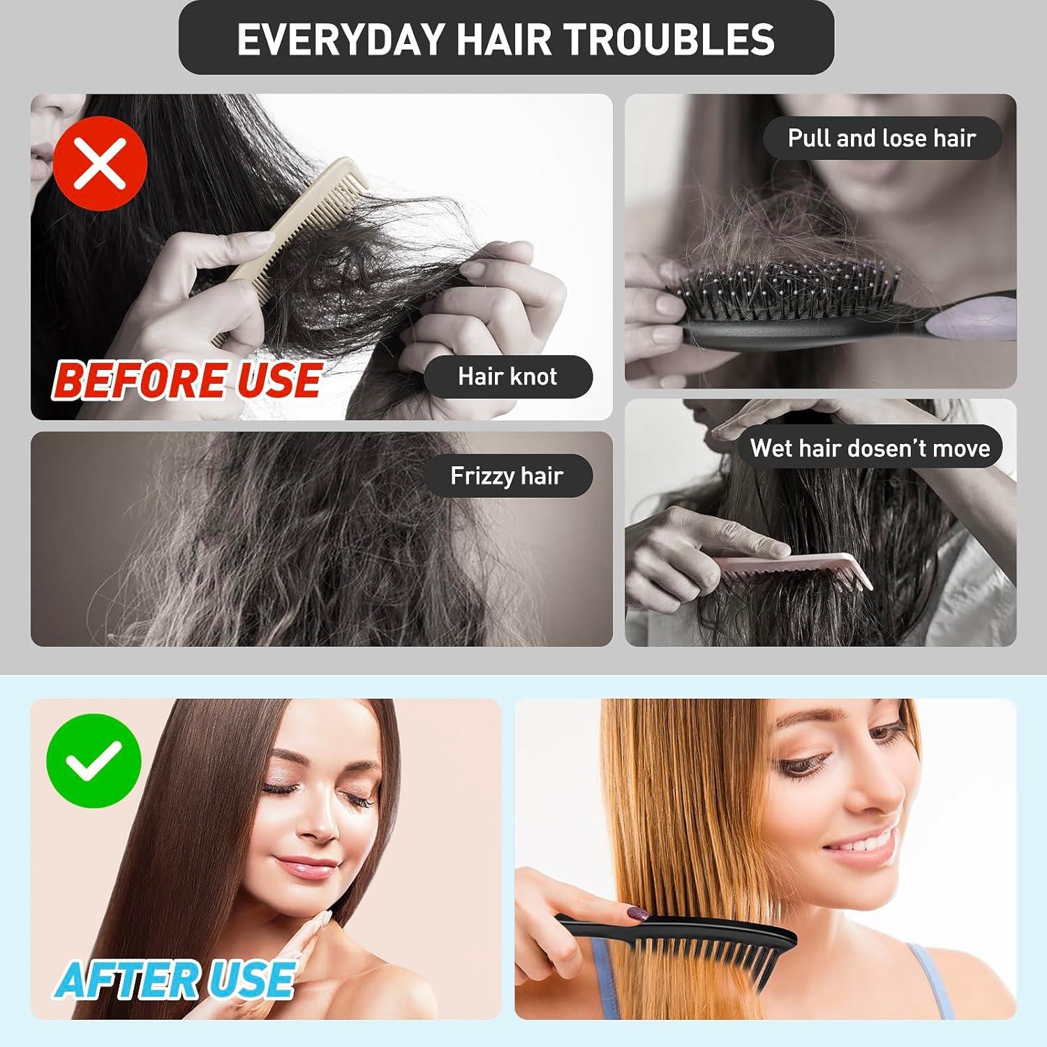 Peine de Dientes Anchos HDAJY para Cabello Rizado y Lacio