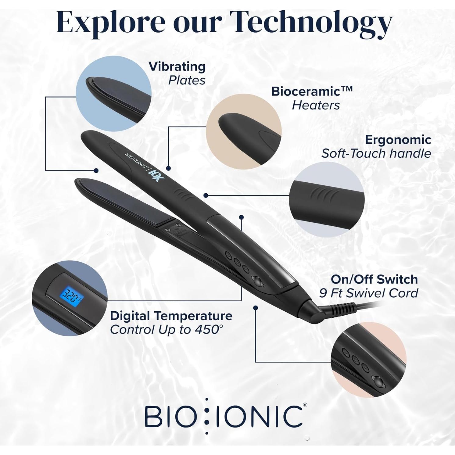 Plancha de Pelo Bio Ionic 10X 1" Calor Hidratante 232°C