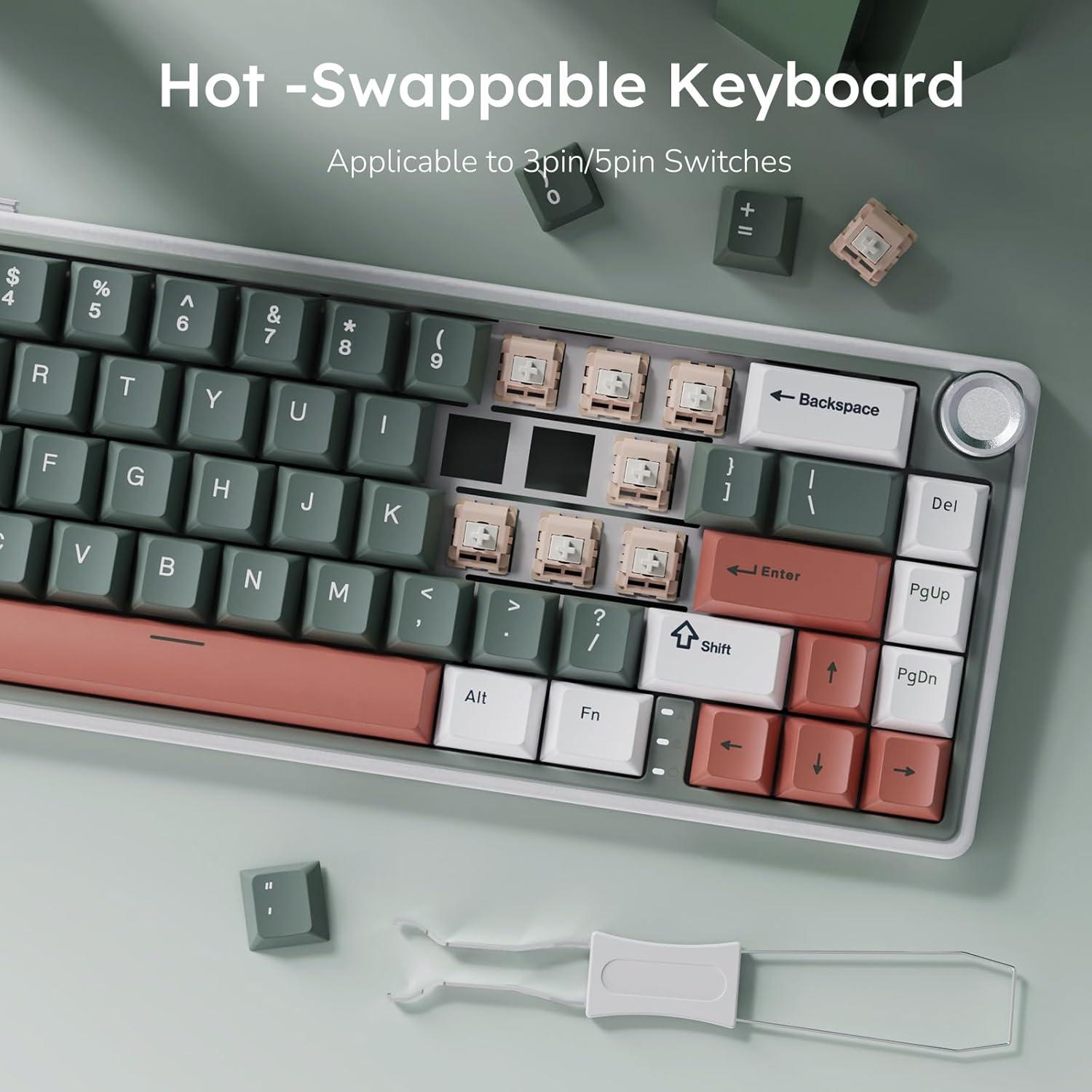 Teclado Mecánico RK Royal Kludge R65 Inalámbrico 60% Verde