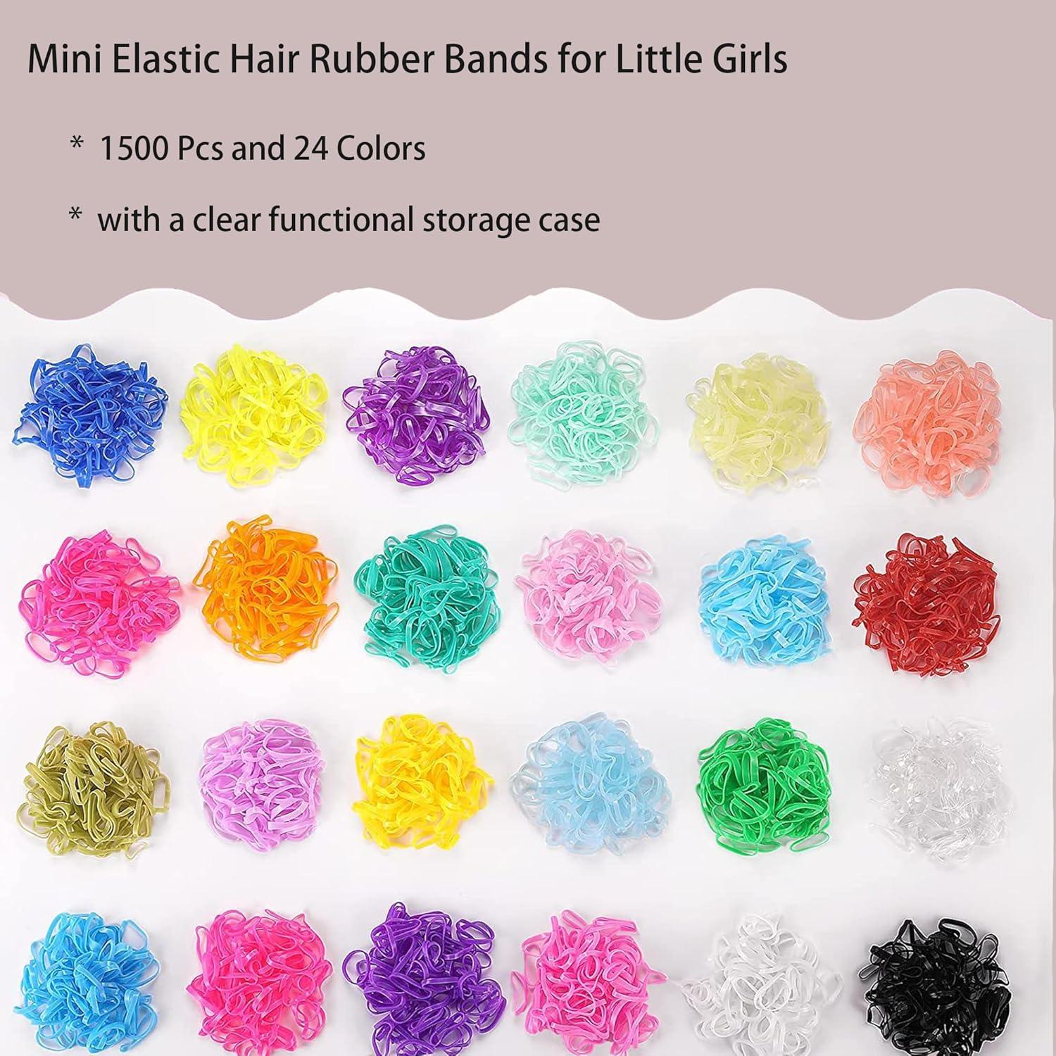 Juego de Gomas de Pelo Elásticas Watagubi - 1500 Pcs, 24 Colores