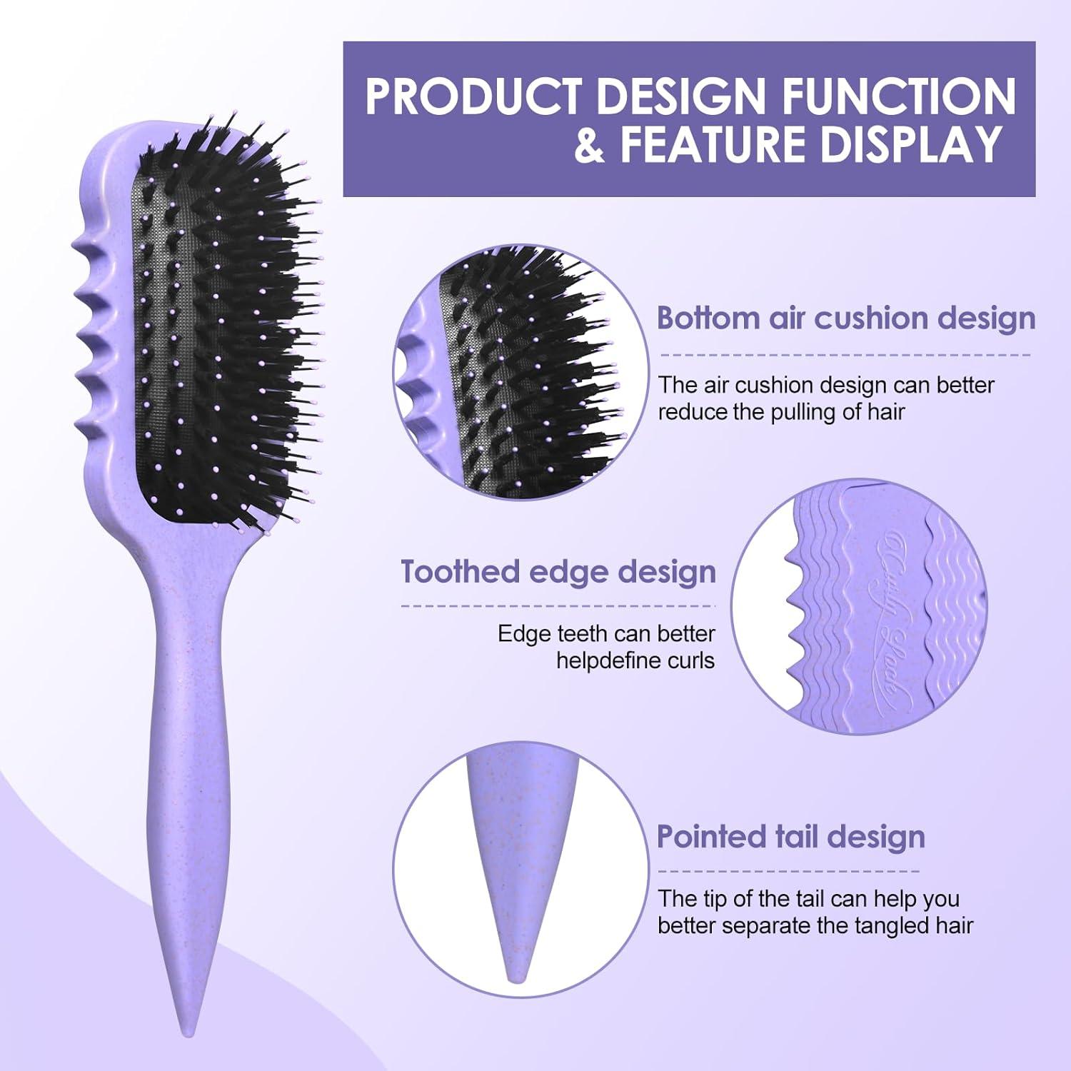 Cepillo Definidor de Rizos QUWHE - Para Cabello Húmedo 24.89x6.91cm