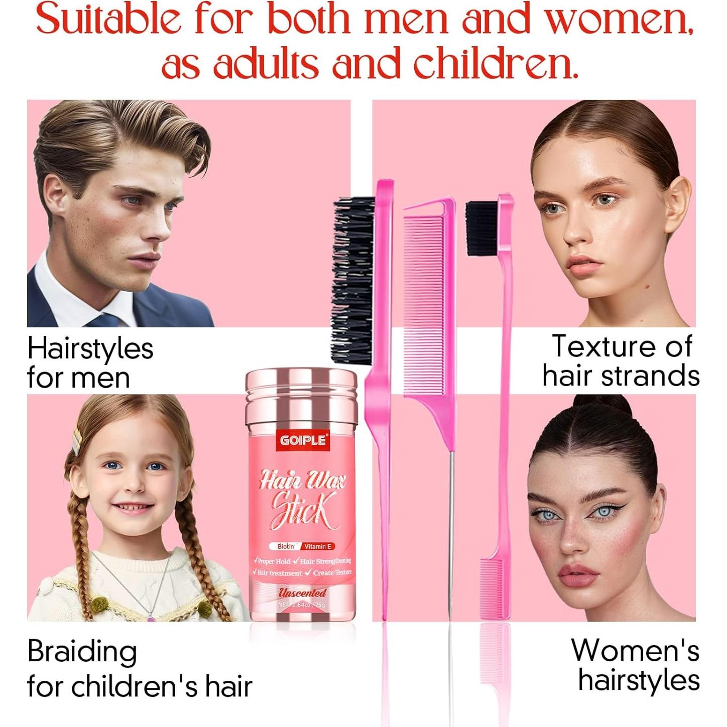 Set de Barra de Cera para Cabello Goiple 75g + Cepillos 4pcs