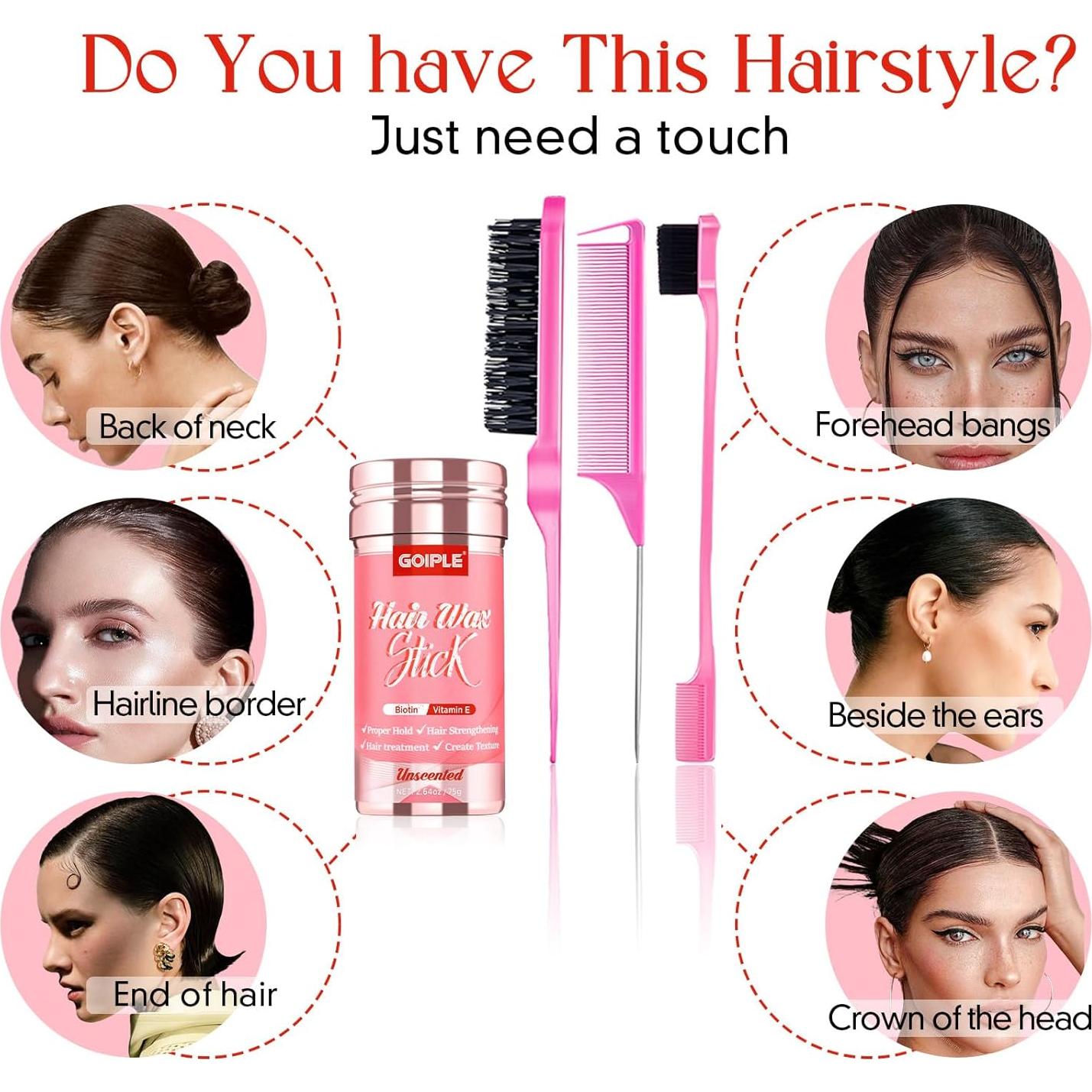 Set de Barra de Cera para Cabello Goiple 75g + Cepillos 4pcs