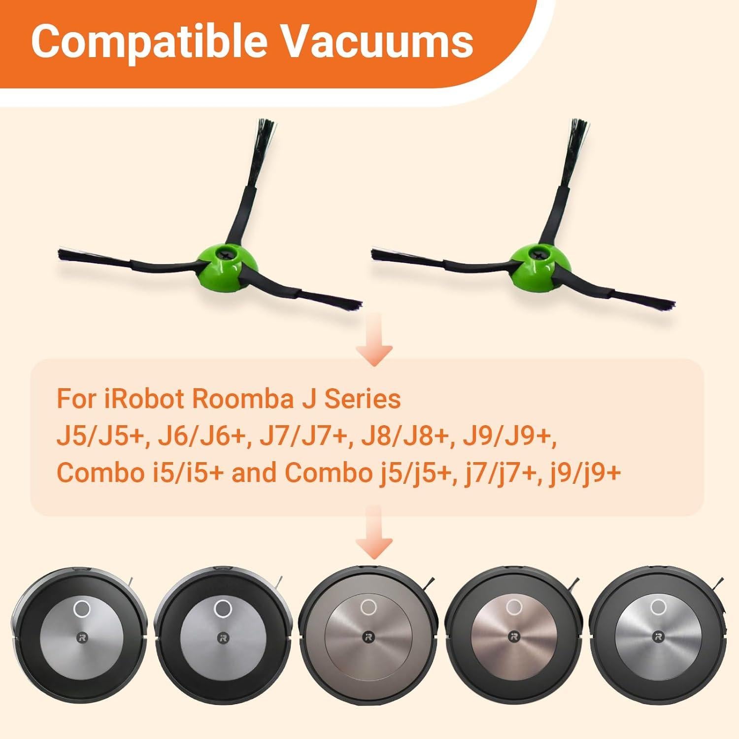 Cepillos Laterales Negros Yojolee para iRobot Roomba - 6 Piezas