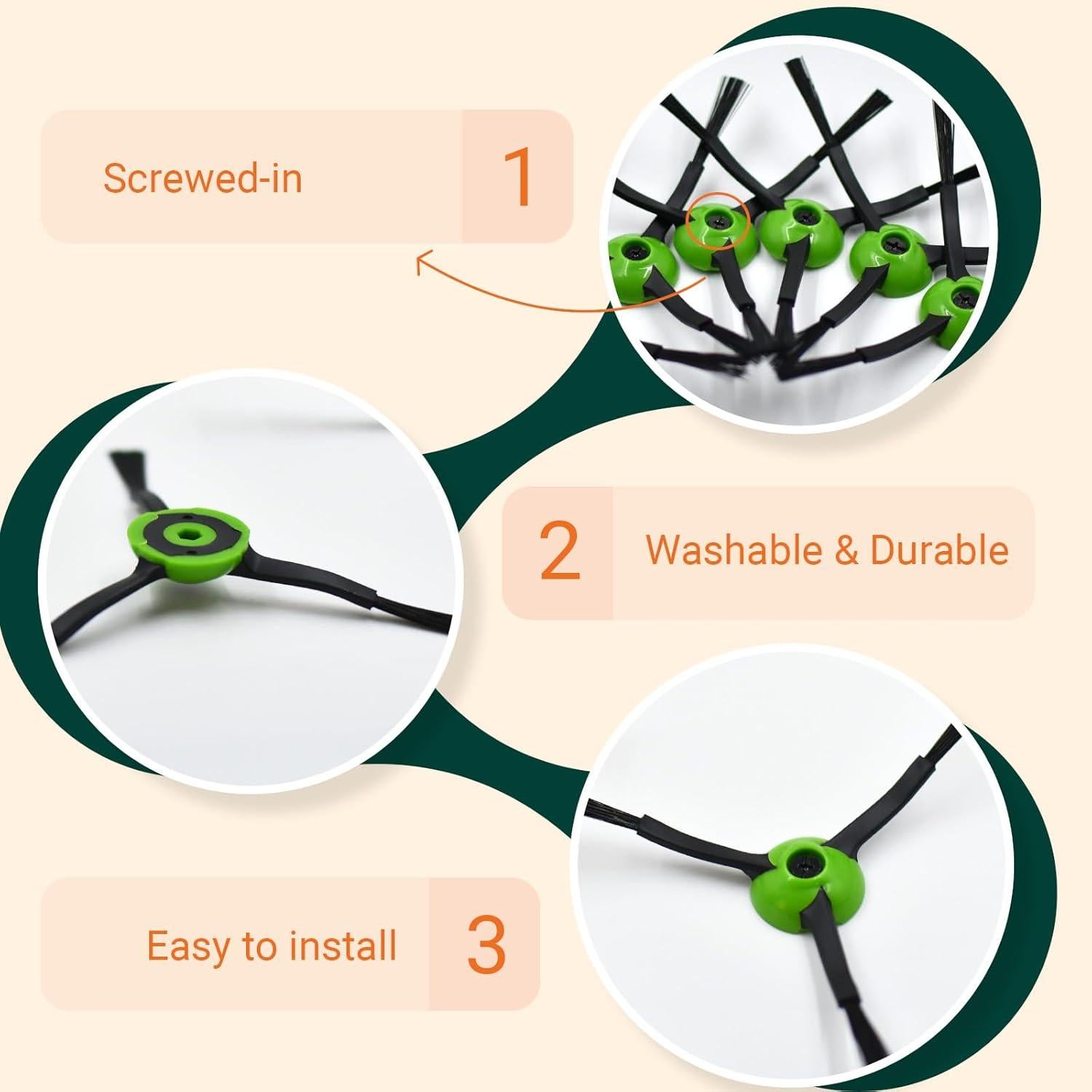 Cepillos Laterales Negros Yojolee para iRobot Roomba - 6 Piezas