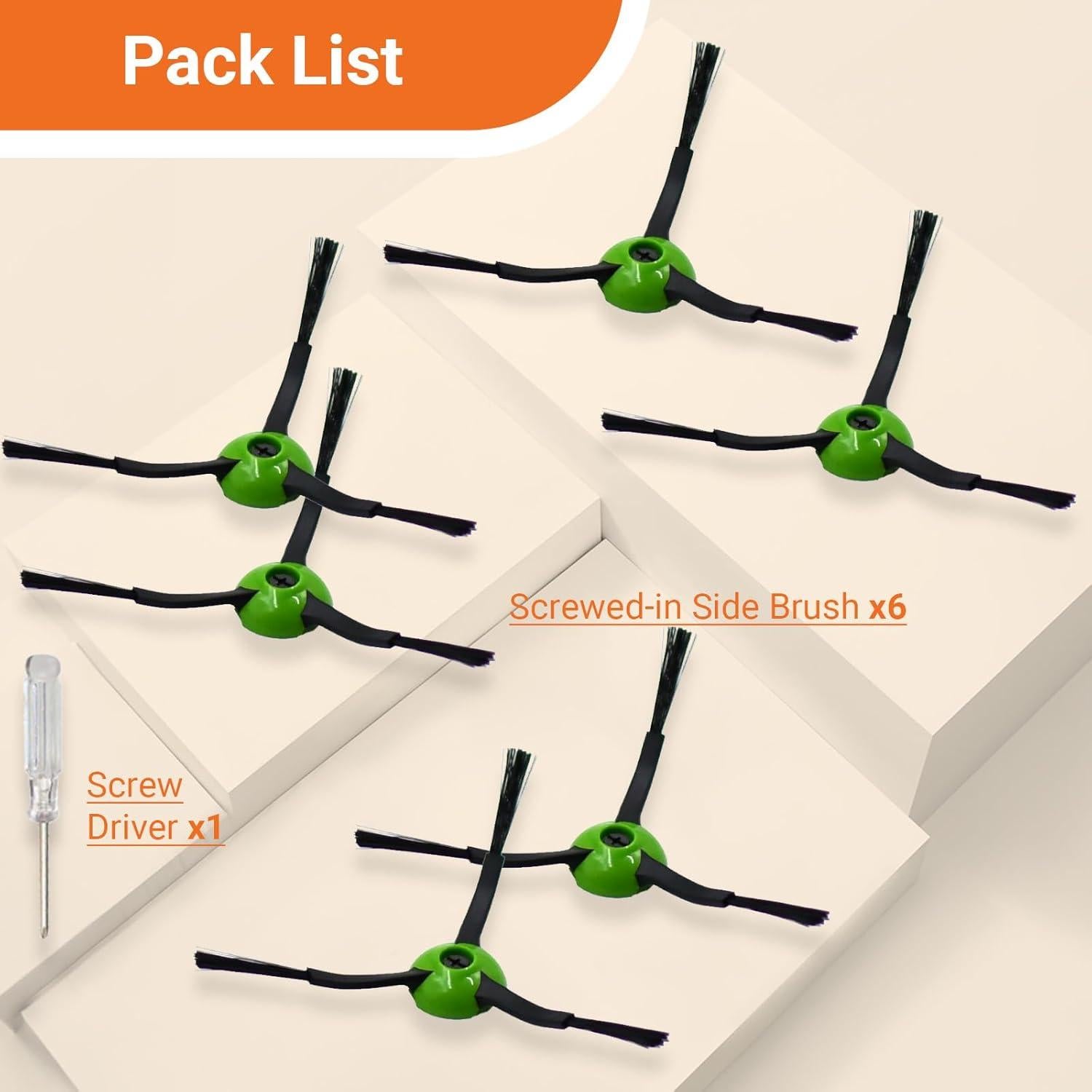 Cepillos Laterales Negros Yojolee para iRobot Roomba - 6 Piezas