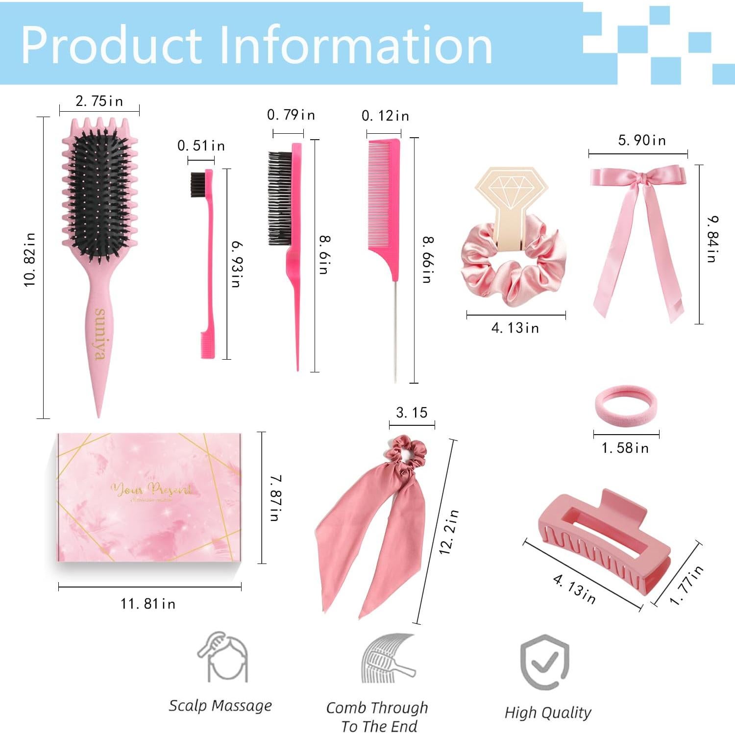 Set de Accesorios para Cabello Suniya - Cepillos y Pinzas Azul