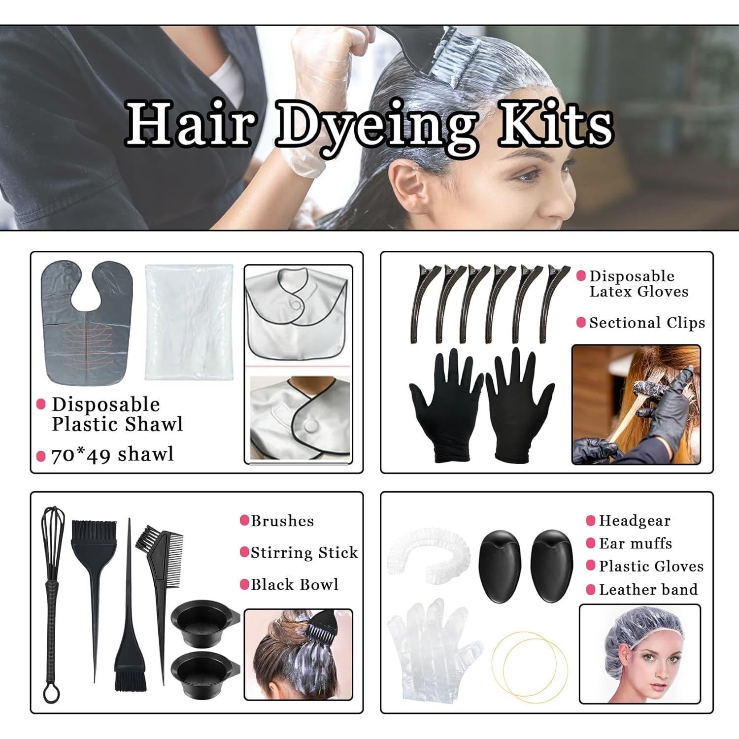 Kit de Coloración de Cabello JunKuJK 20 Piezas Reutilizable