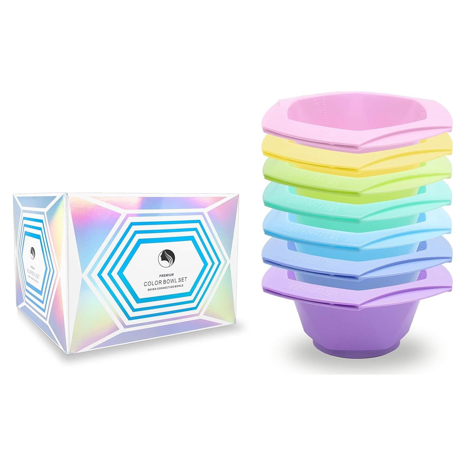Tazones de Color Vellen Hair - Juego de 7 Pastel Antideslizantes