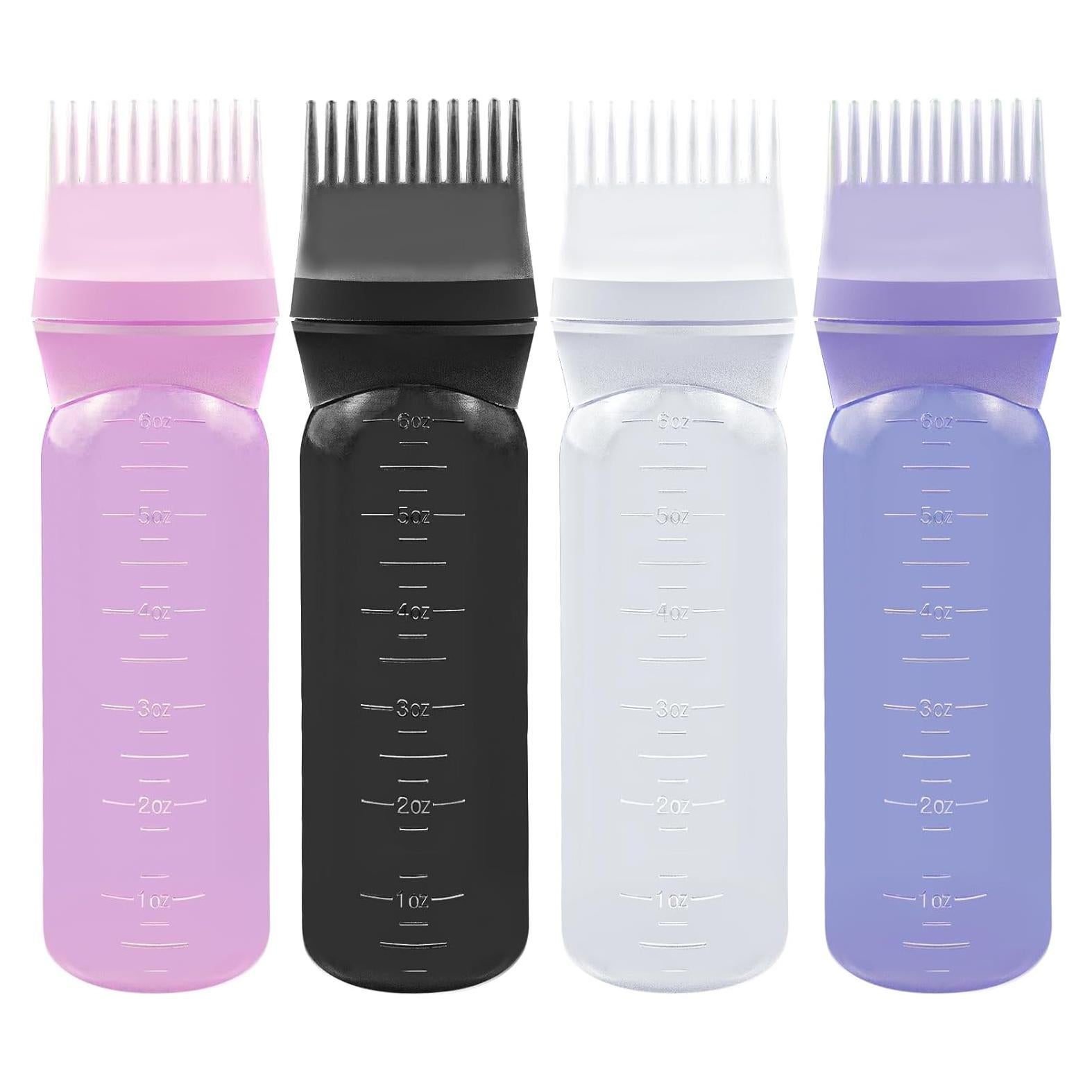 ELANE 4 Botellas Aplicadoras de Aceite para Cabello - Colores Variados
