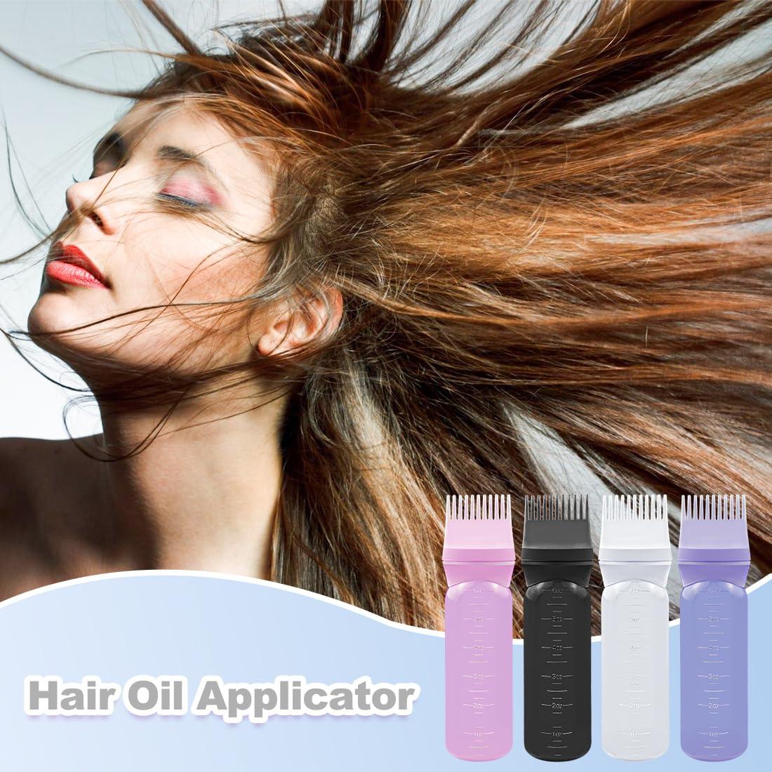 ELANE 4 Botellas Aplicadoras de Aceite para Cabello - Colores Variados