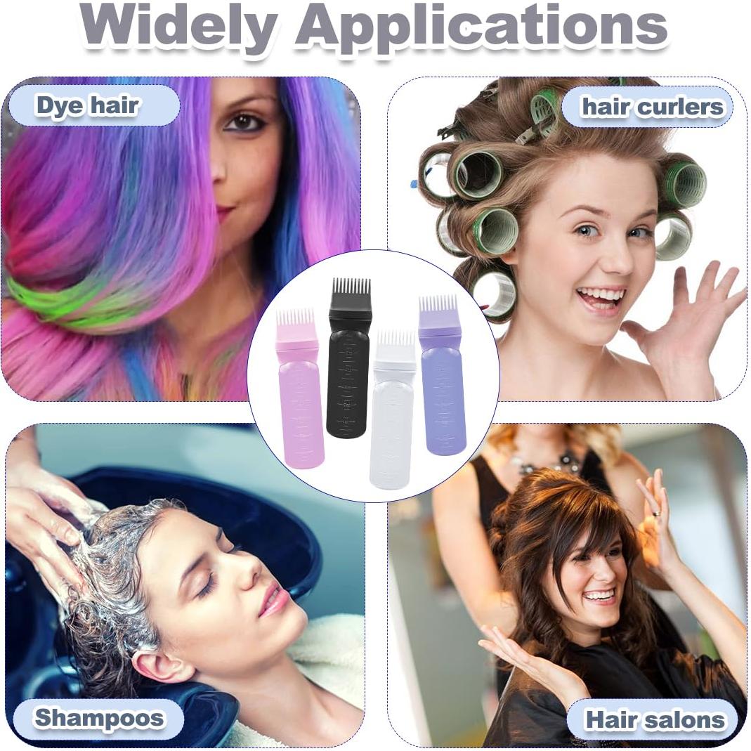 ELANE 4 Botellas Aplicadoras de Aceite para Cabello - Colores Variados