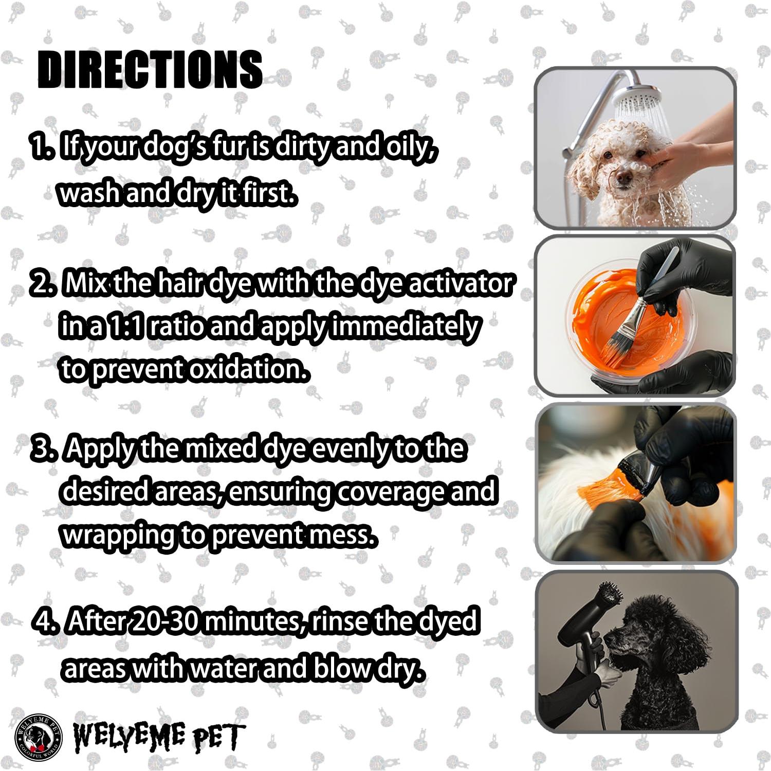 Kit de Tinte Permanente para Pelo de Perro WELYEME - 3 Colores