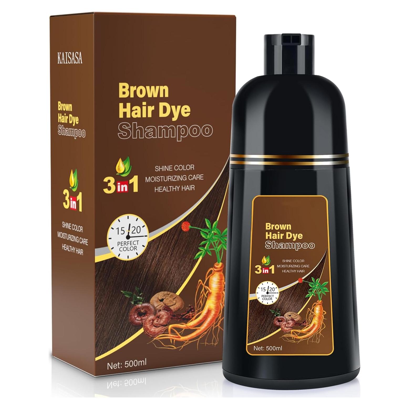 Champú Tinte Natural IIIMEIDU 500ml para Cabello Canoso Marrón