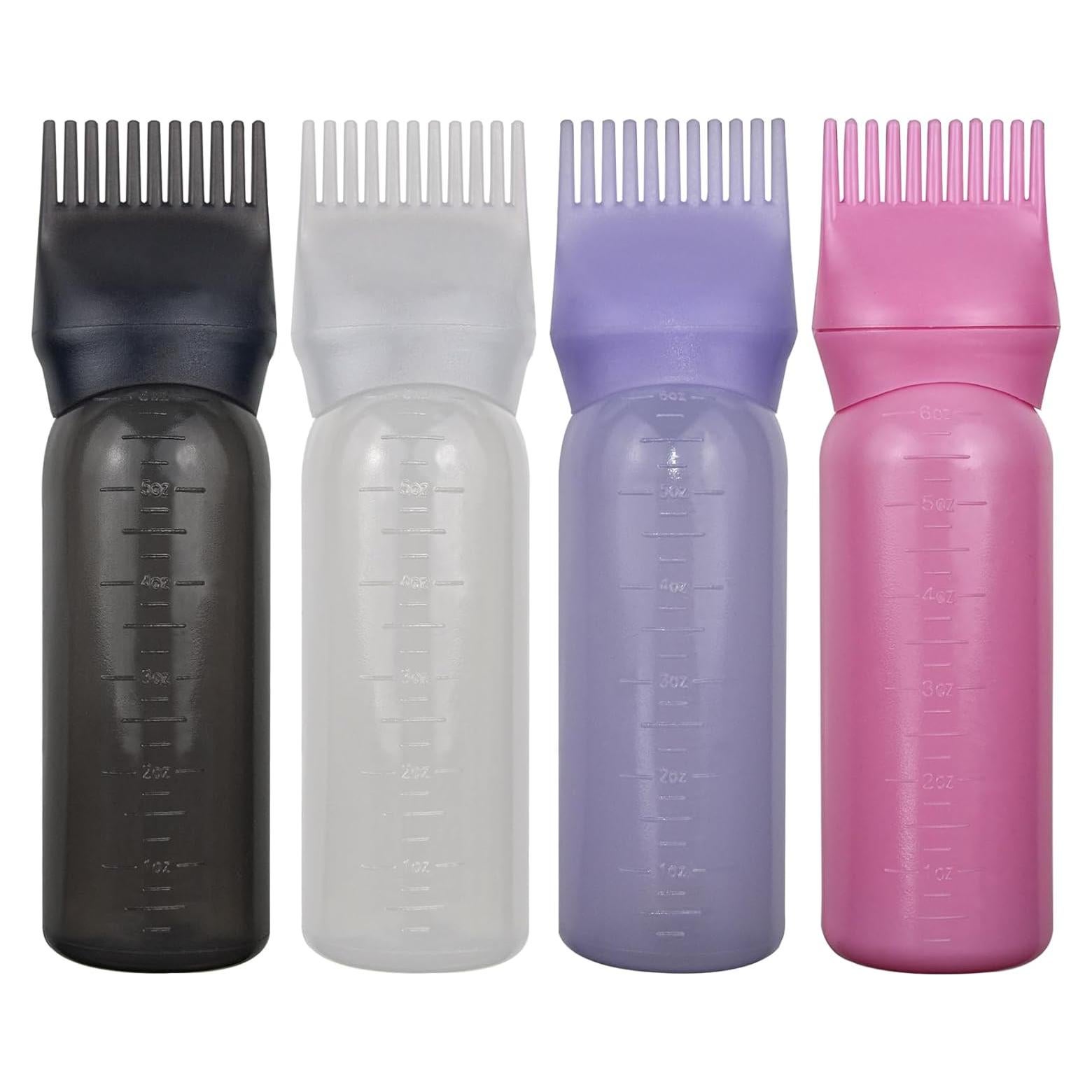 Paquete de 4 Botellas Aplicadoras de Aceite para Cabello FZWONVUC