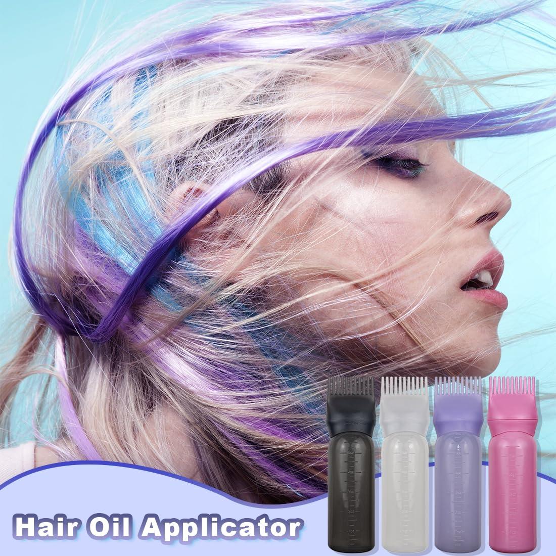 Paquete de 4 Botellas Aplicadoras de Aceite para Cabello FZWONVUC