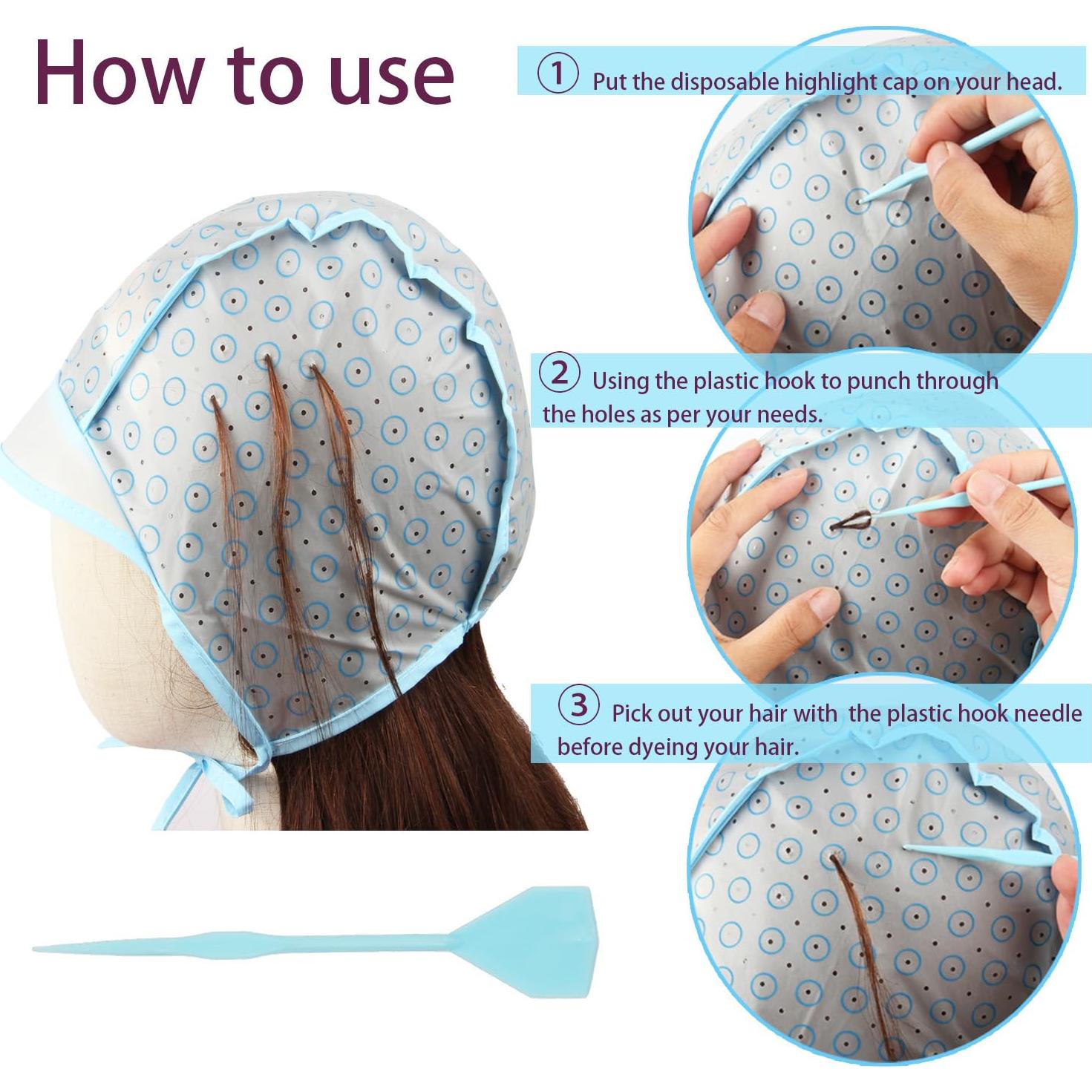 Gorro de Mechas Azul JFFX con Gancho de Plástico para Tinte