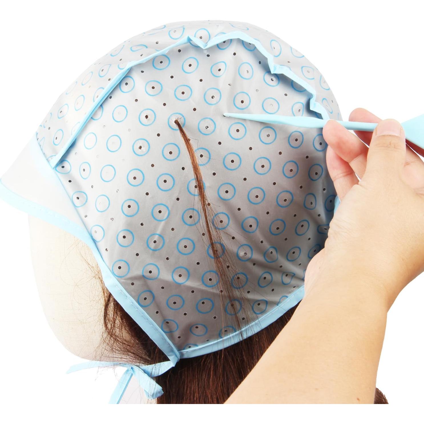 Gorro de Mechas Azul JFFX con Gancho de Plástico para Tinte