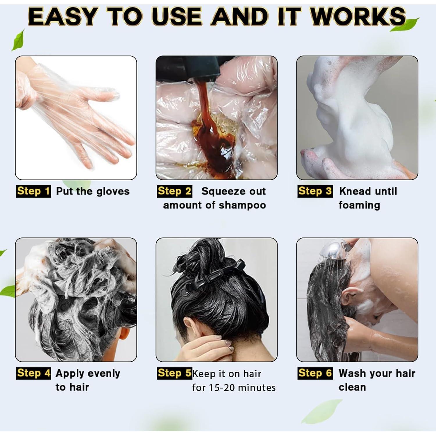 Champú Tinte IIIMEIDU 500ml 3 en 1 Cobertura Canas Marrón Castaño