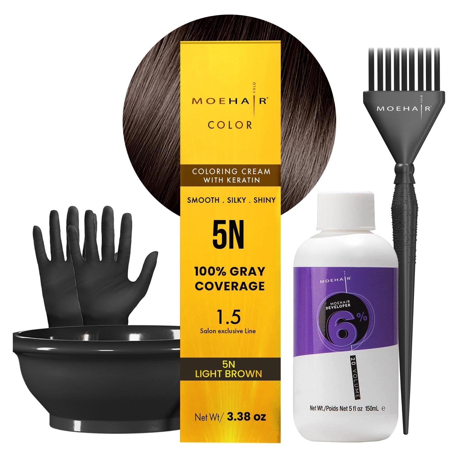 Kit de Coloración Capilar Permanente Moehair 5N Castaño Claro