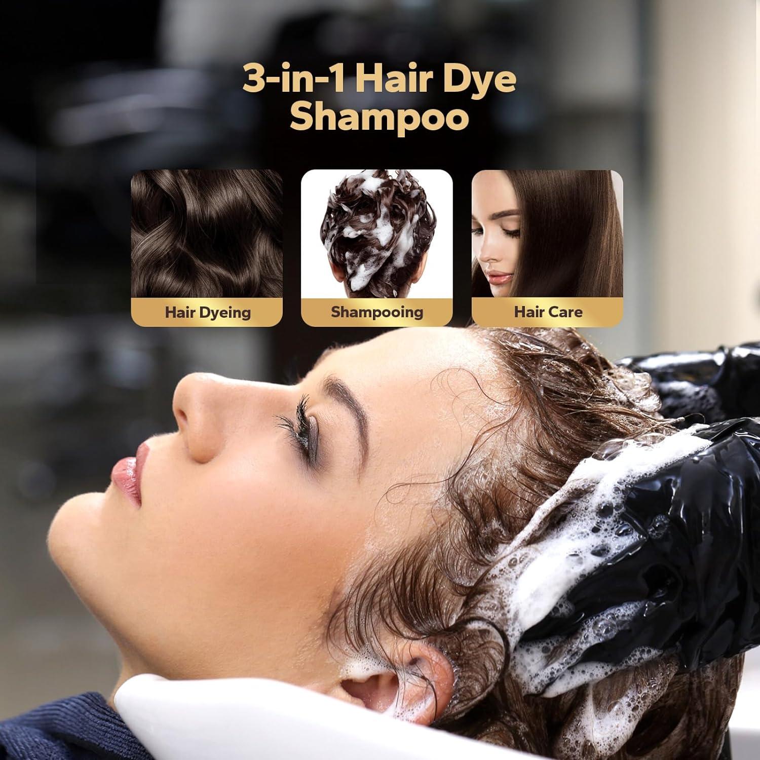 Champú 3 en 1 Octooboo para Teñir Cabello Castaño Oscuro