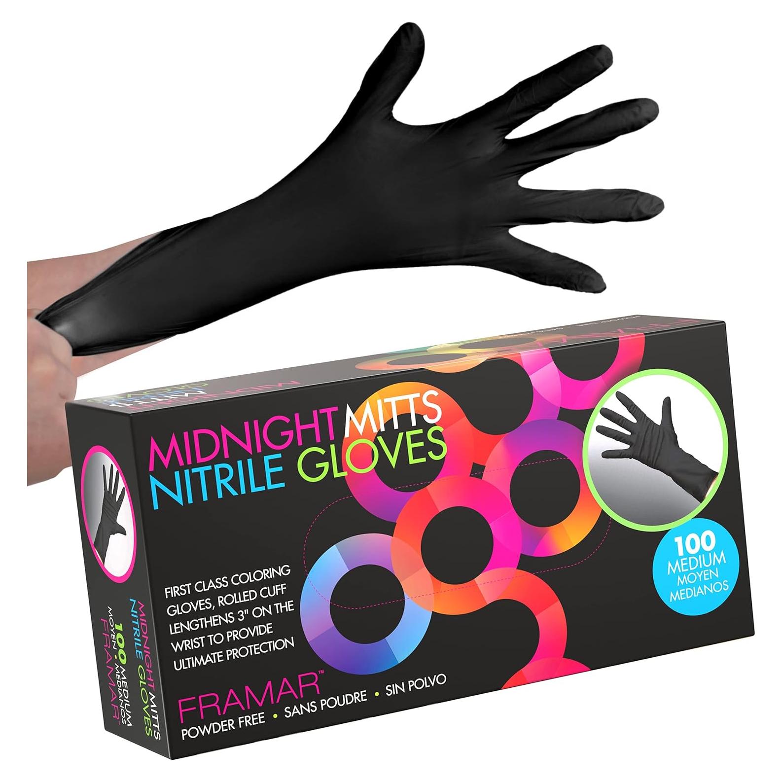 Guantes de Nitrilo Sin Polvo Framar Medianos 30 cm - Paquete de 100