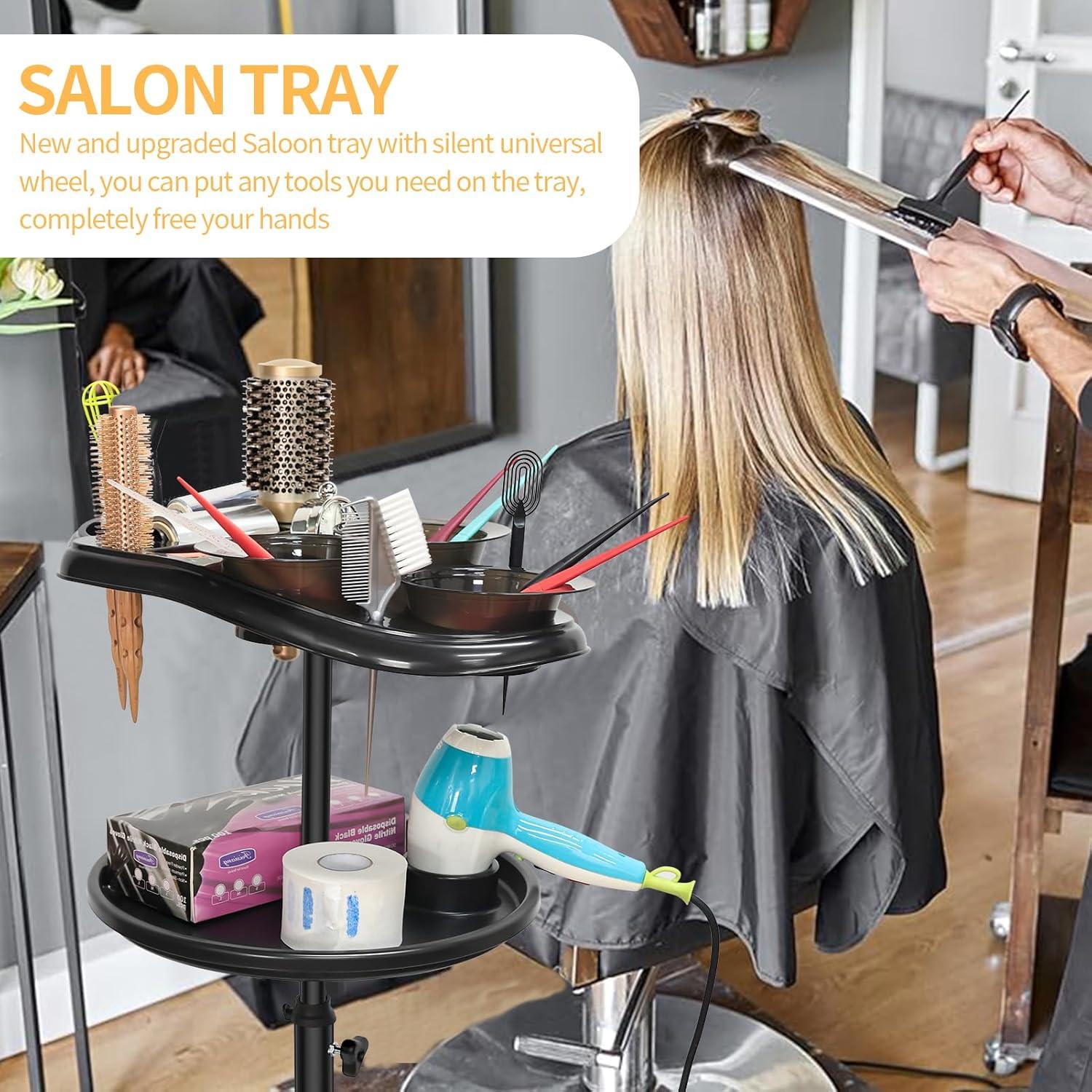 Carro de salón WANGDAWING con ruedas y 3 tazones ajustable