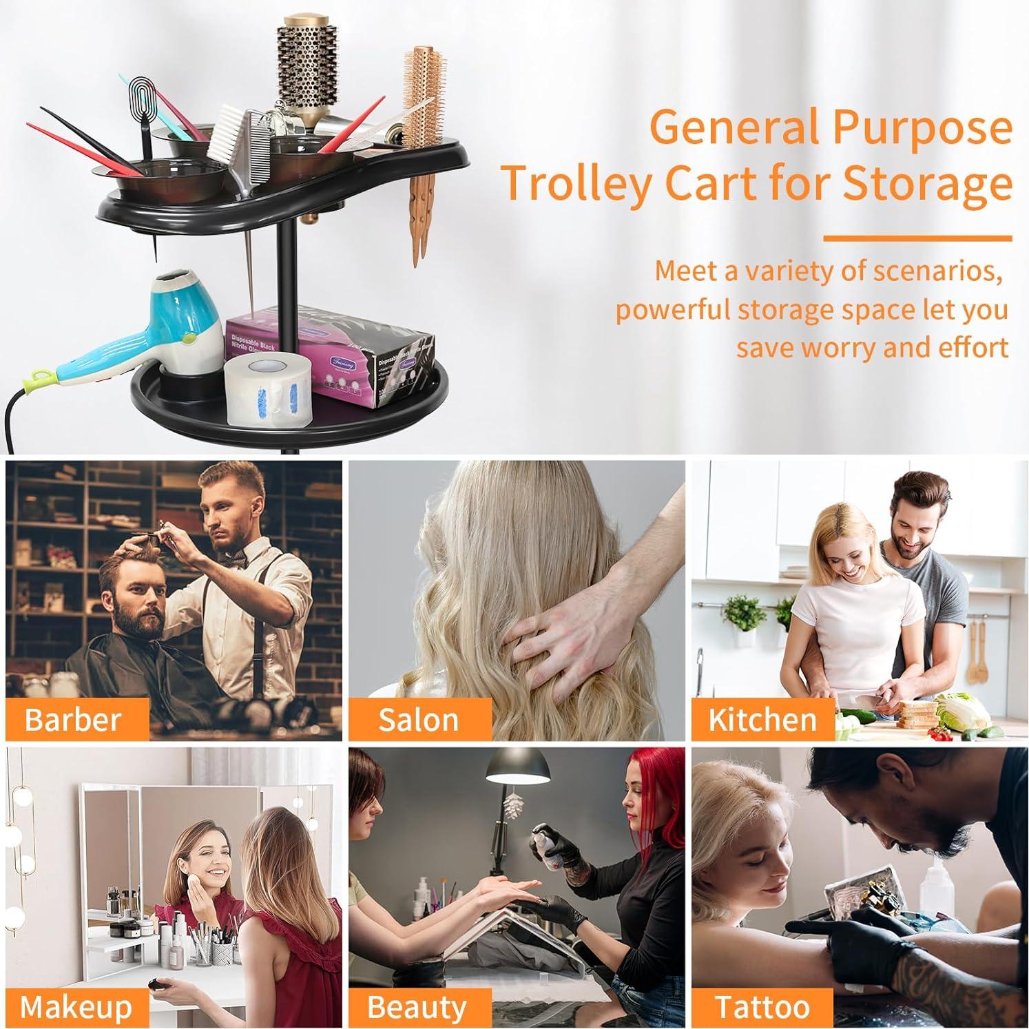 Carro de salón WANGDAWING con ruedas y 3 tazones ajustable