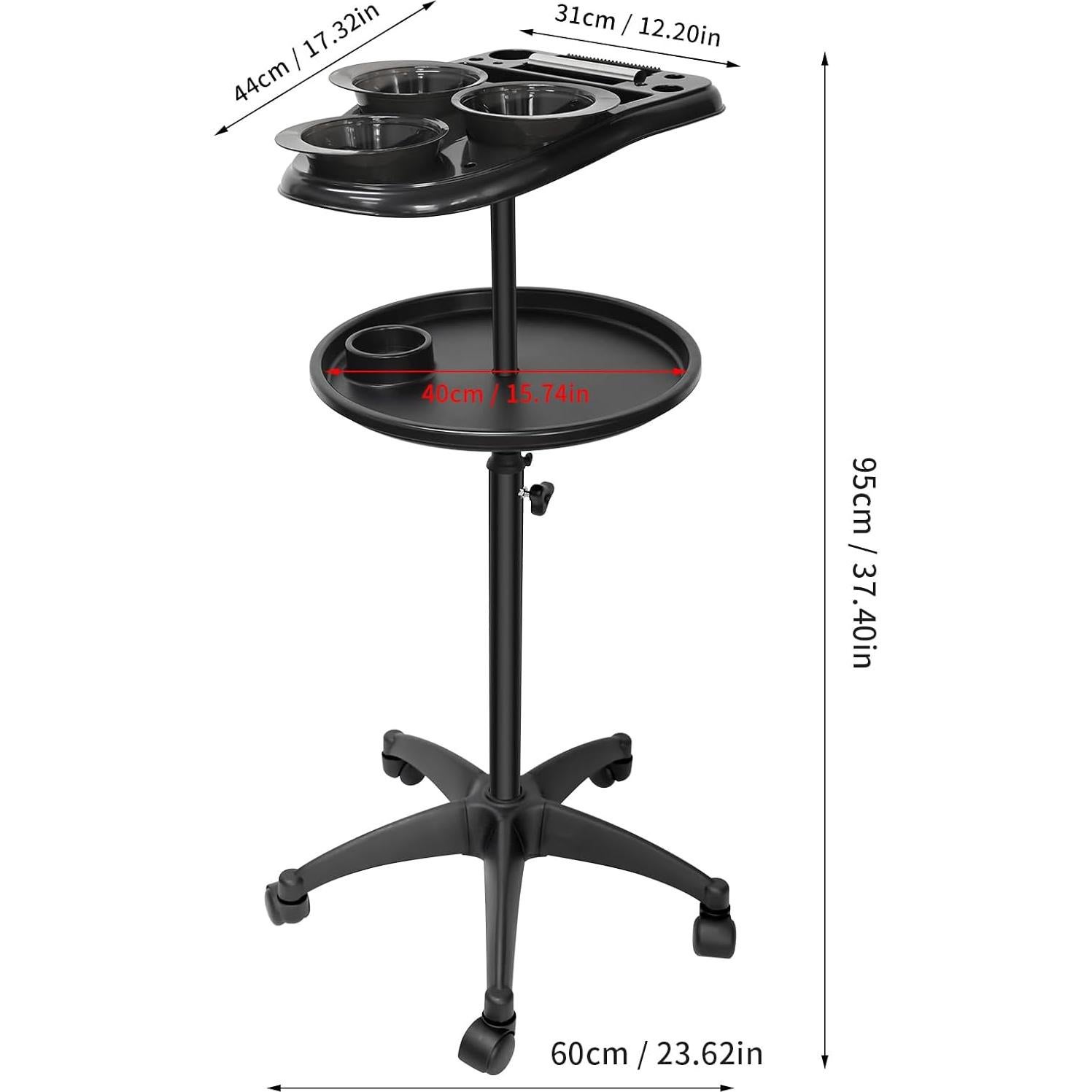 Carro de salón WANGDAWING con ruedas y 3 tazones ajustable