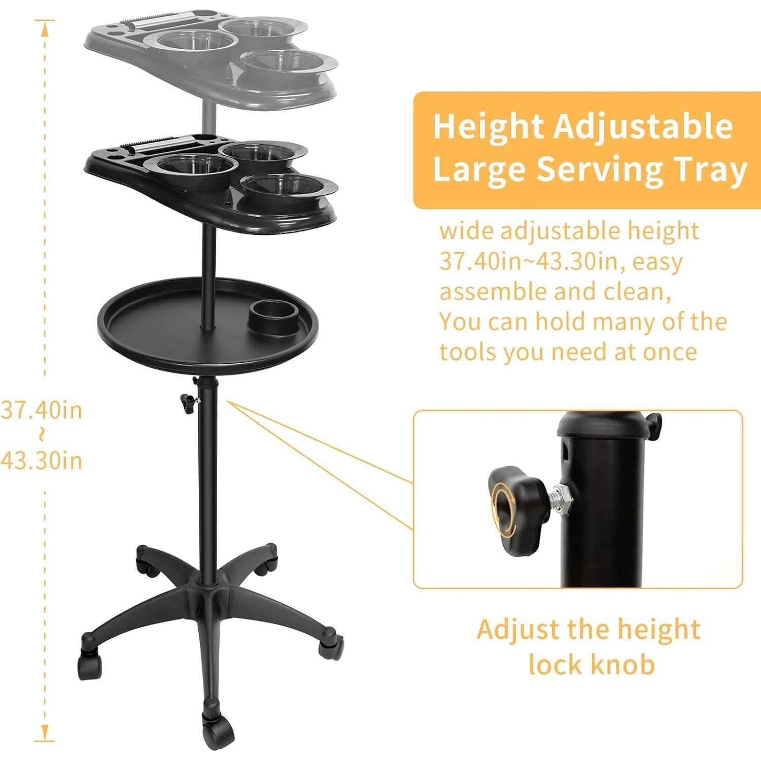 Carro de salón WANGDAWING con ruedas y 3 tazones ajustable