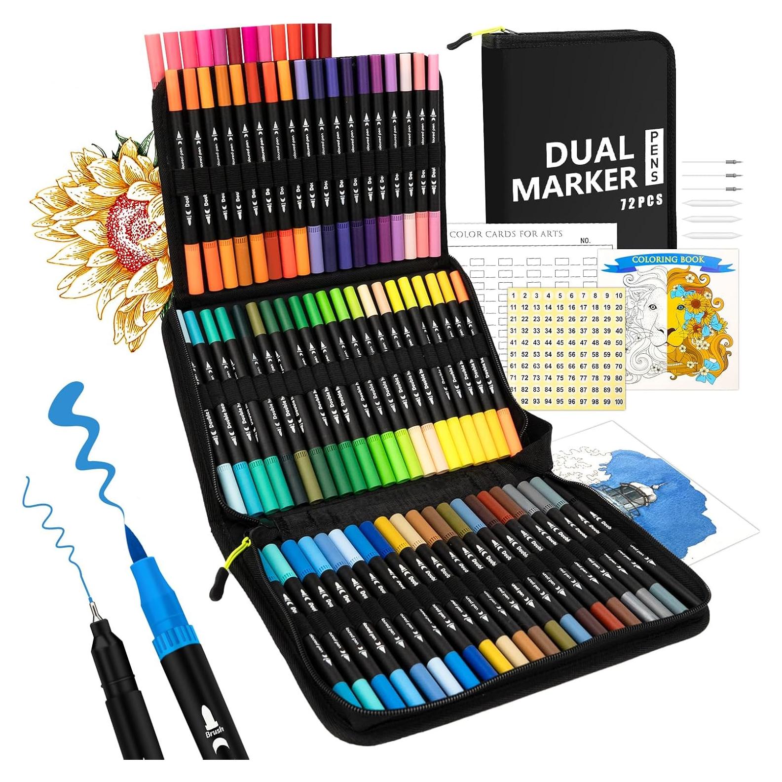 Marcadores de Colorear Swemos, Set de 72 Colores Punta Doble