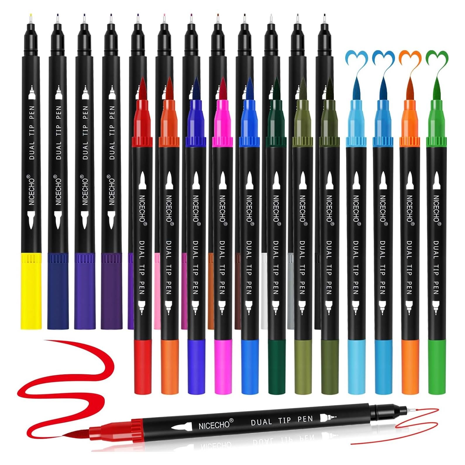 Marcadores de Doble Punta Nicecho 24 Colores para Caligrafía
