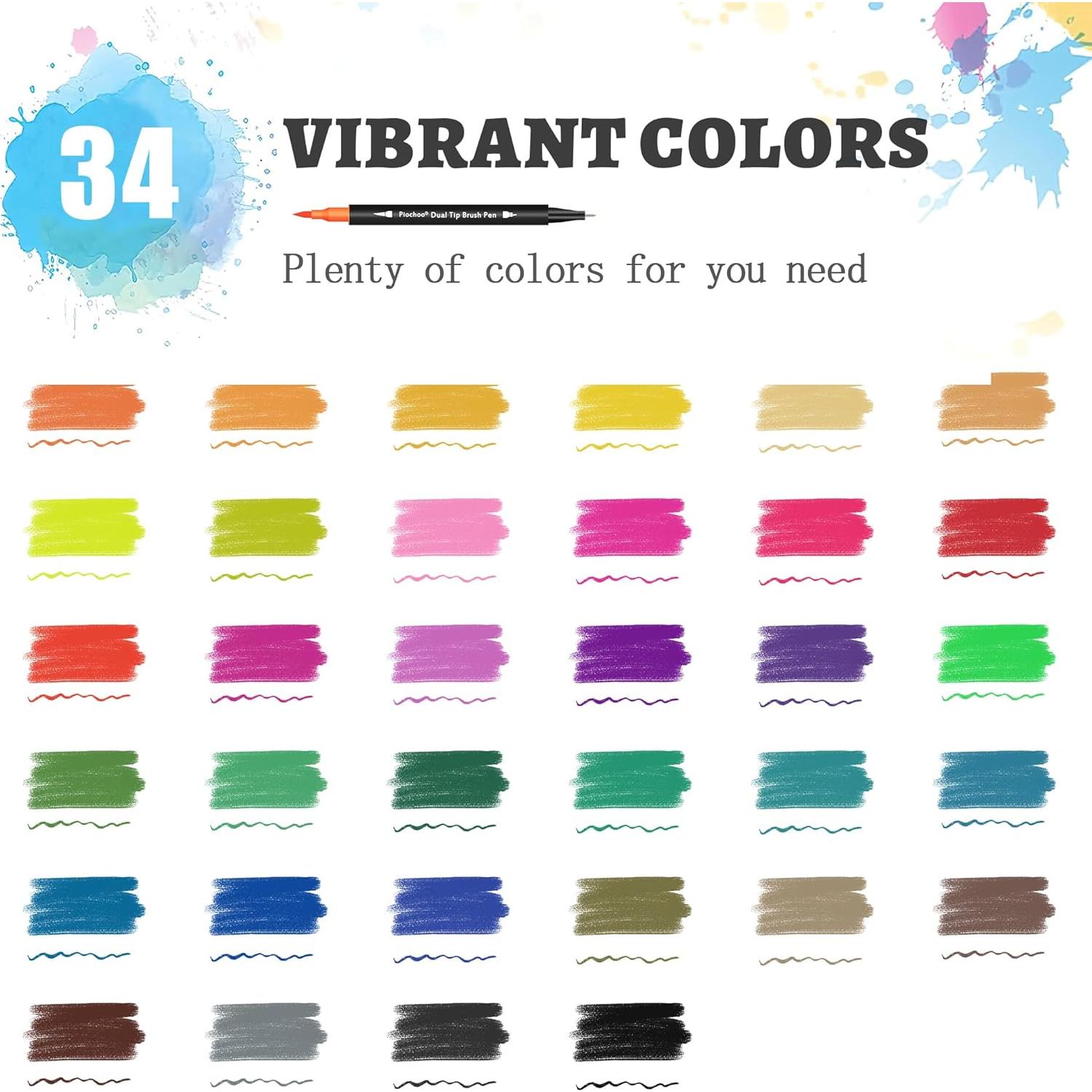 Set de 34 Marcadores de Punta Doble Piochoo para Colorear