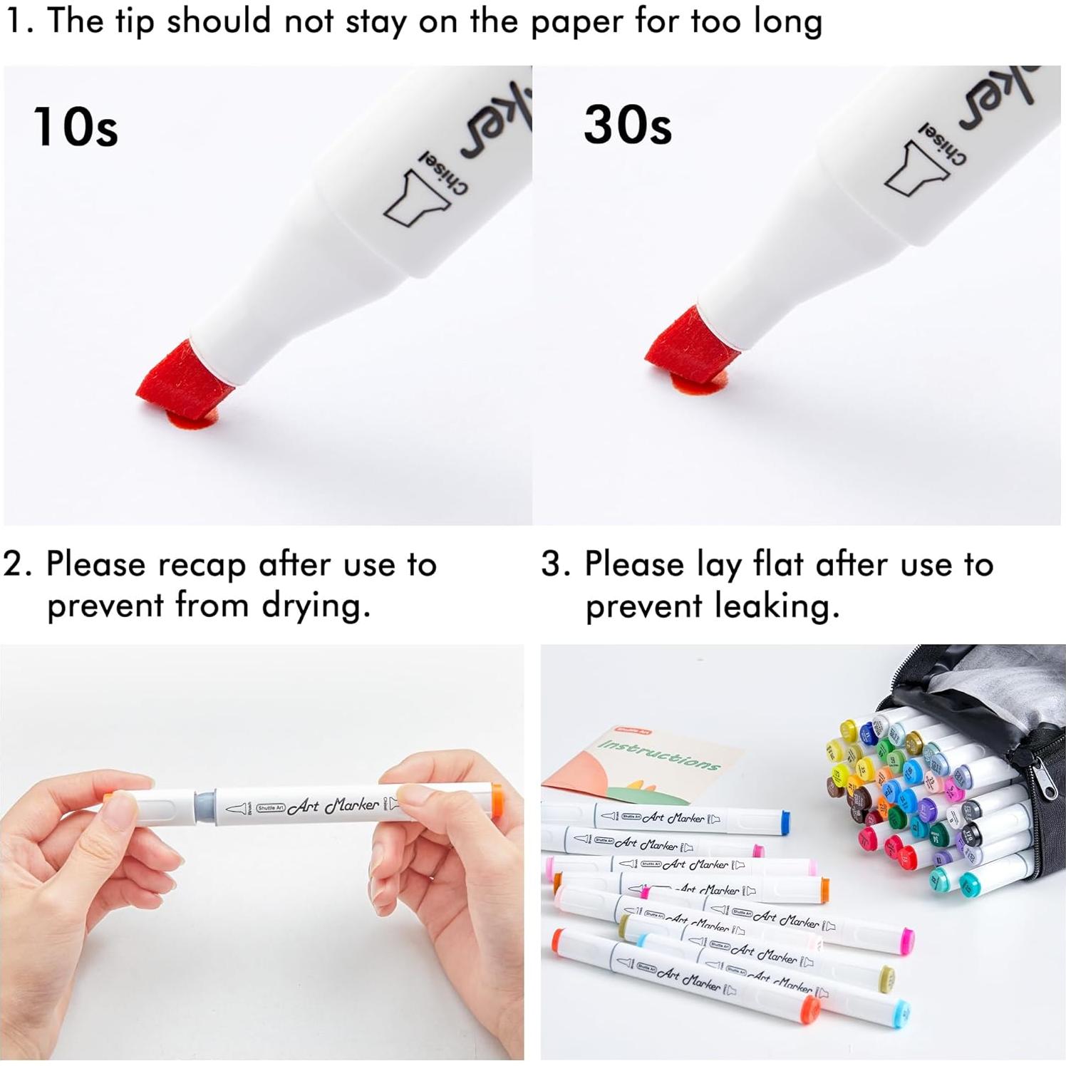 Conjunto de Marcadores de Alcohol Shuttle Art 51 Colores Punta Pincel y Cincel