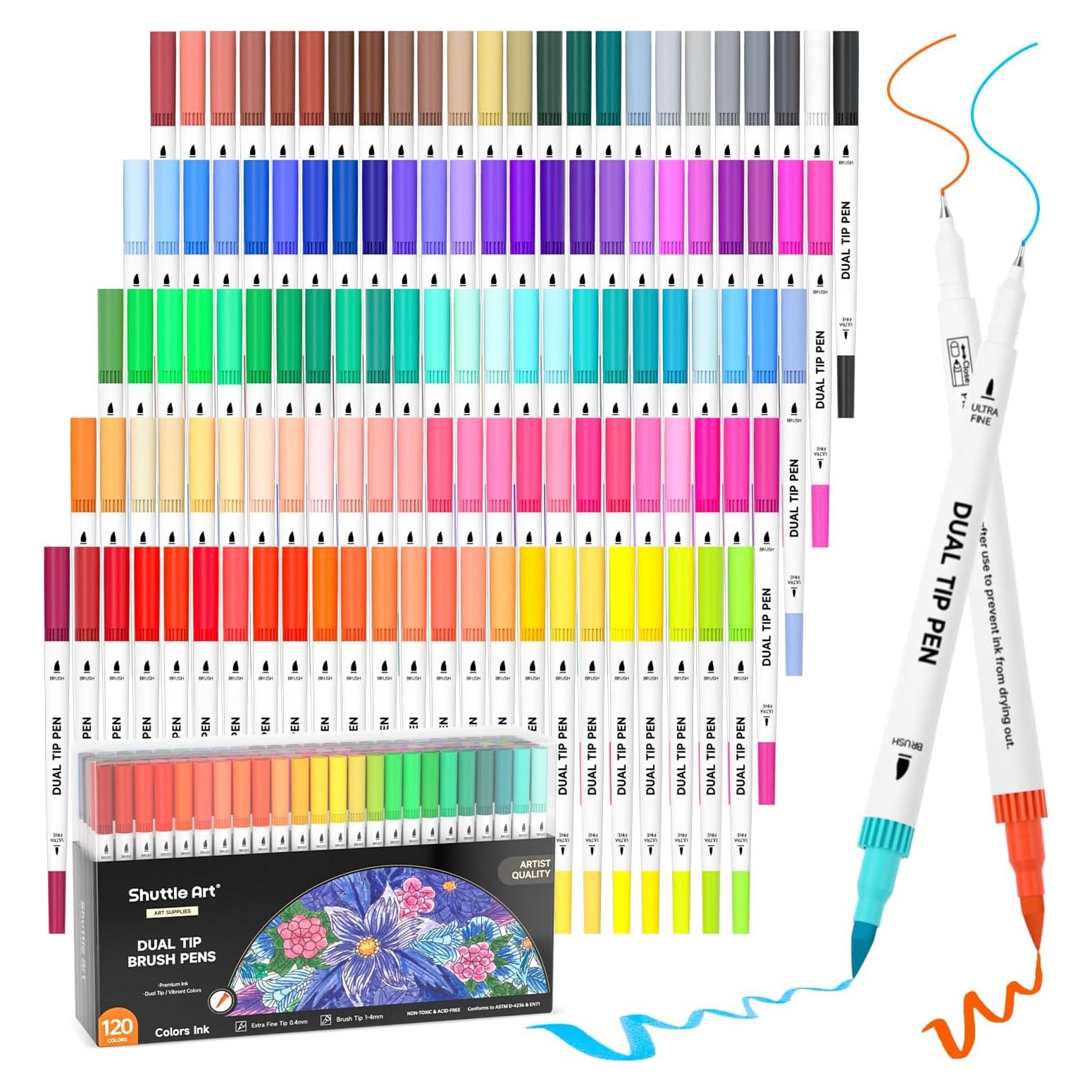 Set de 120 Marcadores de Pincel Doble Shuttle Art + Libro