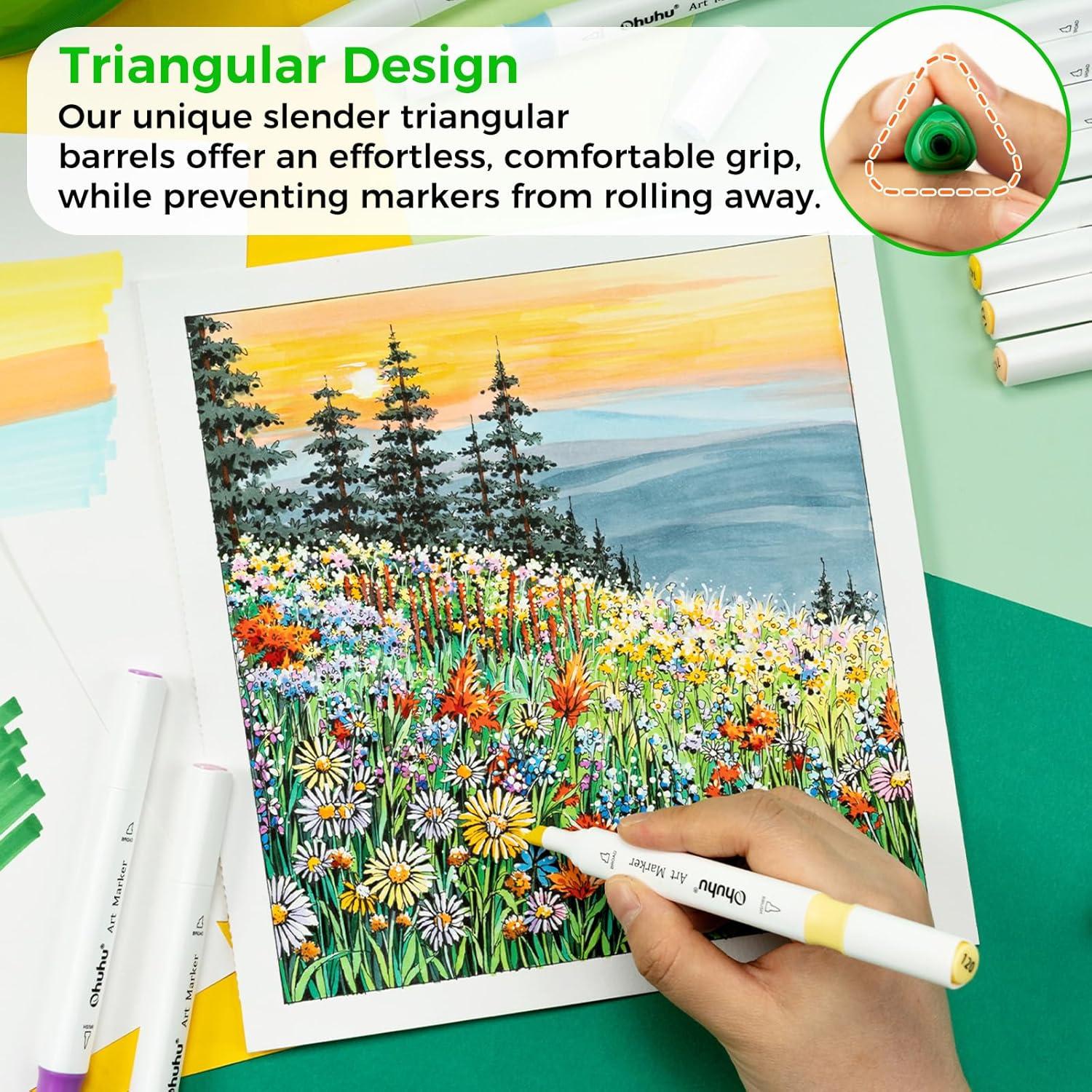 Set de Marcadores de Pincel Ohuhu 48 Colores a Base de Alcohol