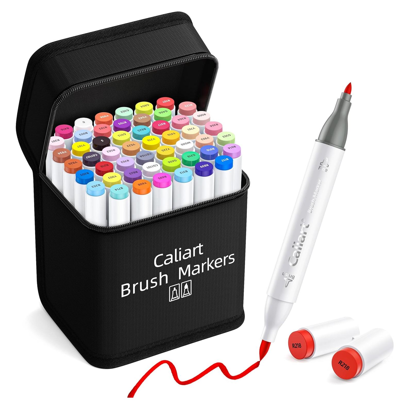 Marcadores de Alcohol Caliart 51 Colores Doble Punta Pincel