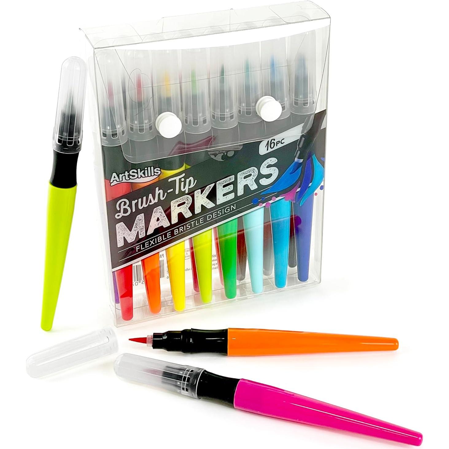 Marcadores de Pincel Lavables ArtSkills - 16 Colores para Arte