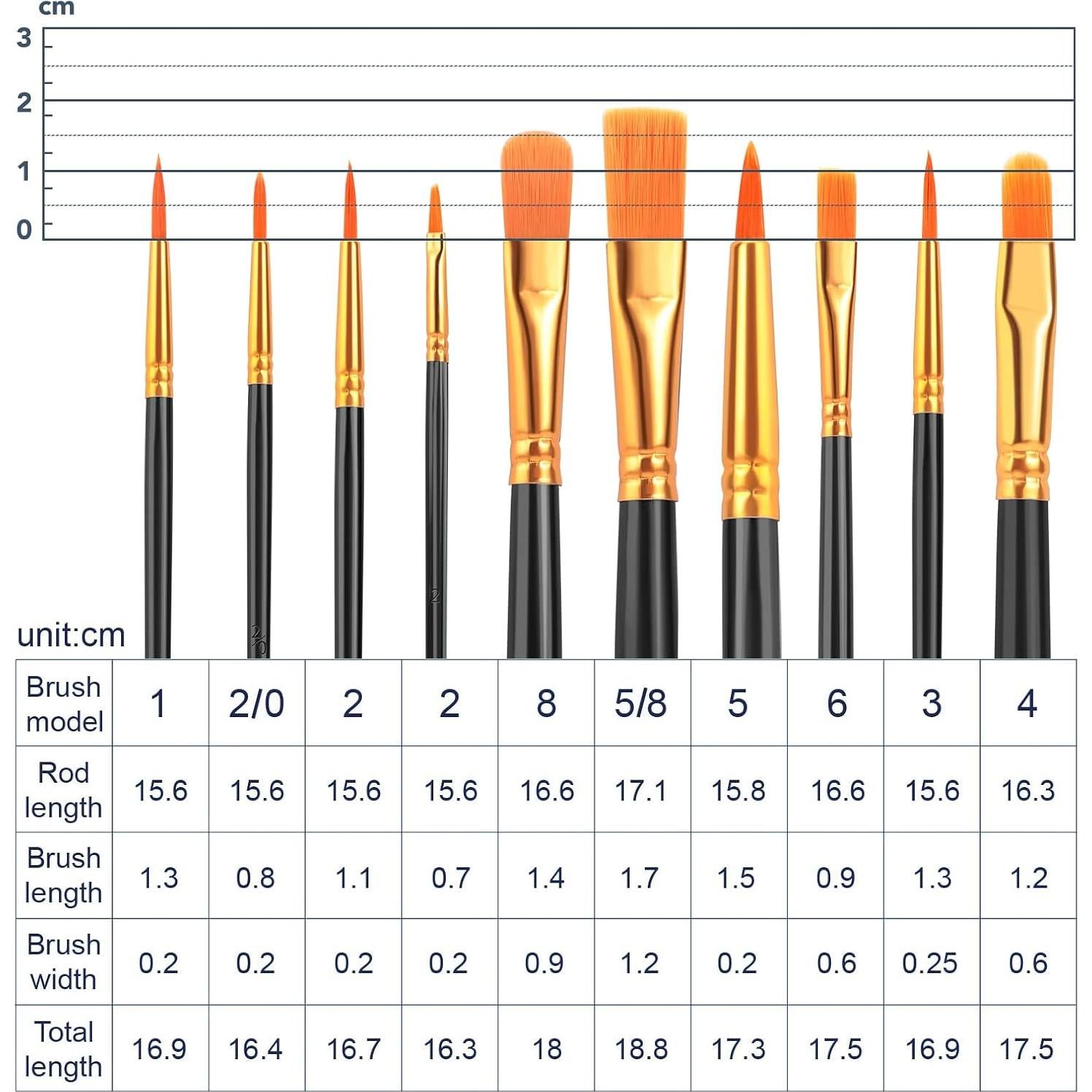 Conjunto de Pinceles Acrílicos ESRICH 80 Pcs Nylon Negro