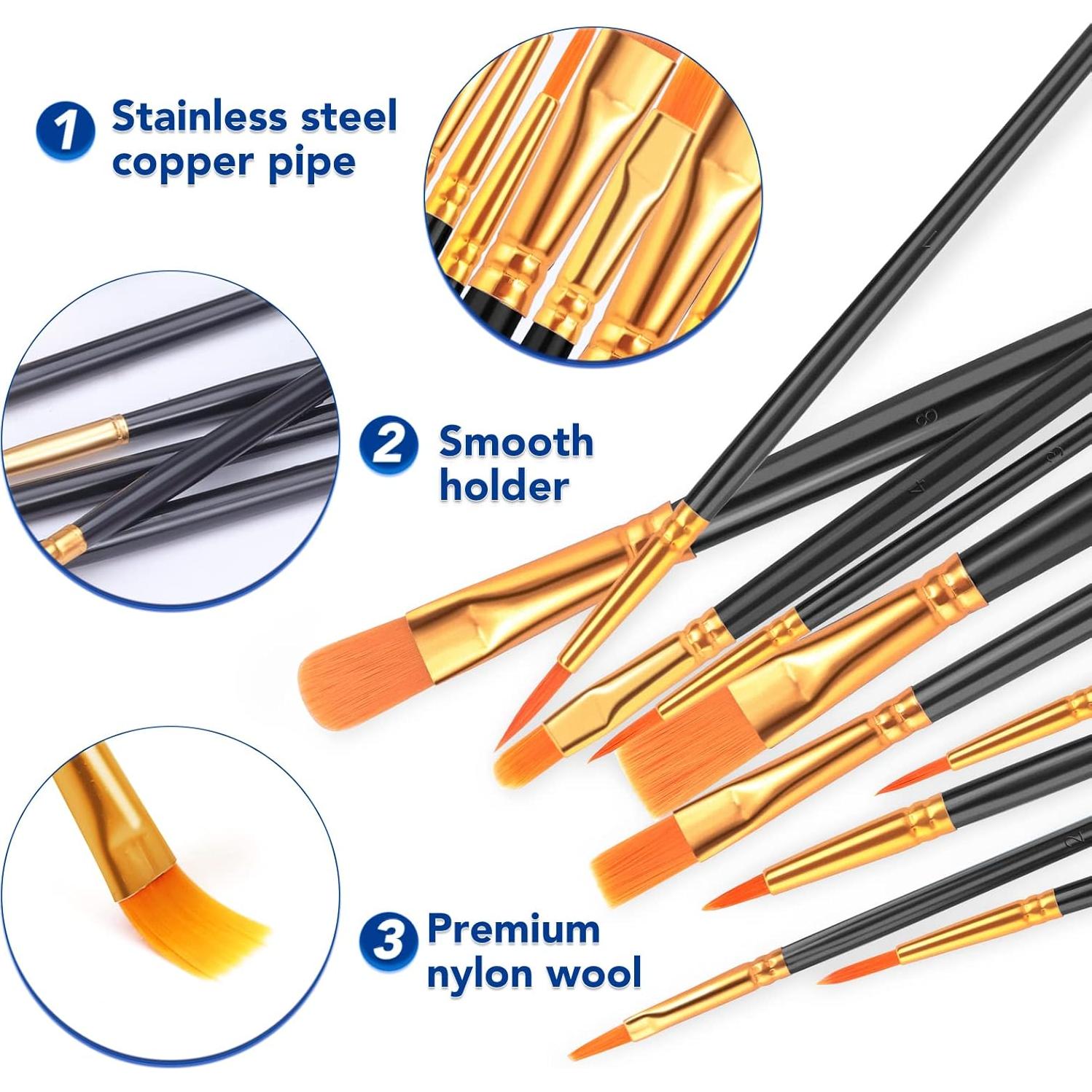 Conjunto de Pinceles Acrílicos ESRICH 80 Pcs Nylon Negro