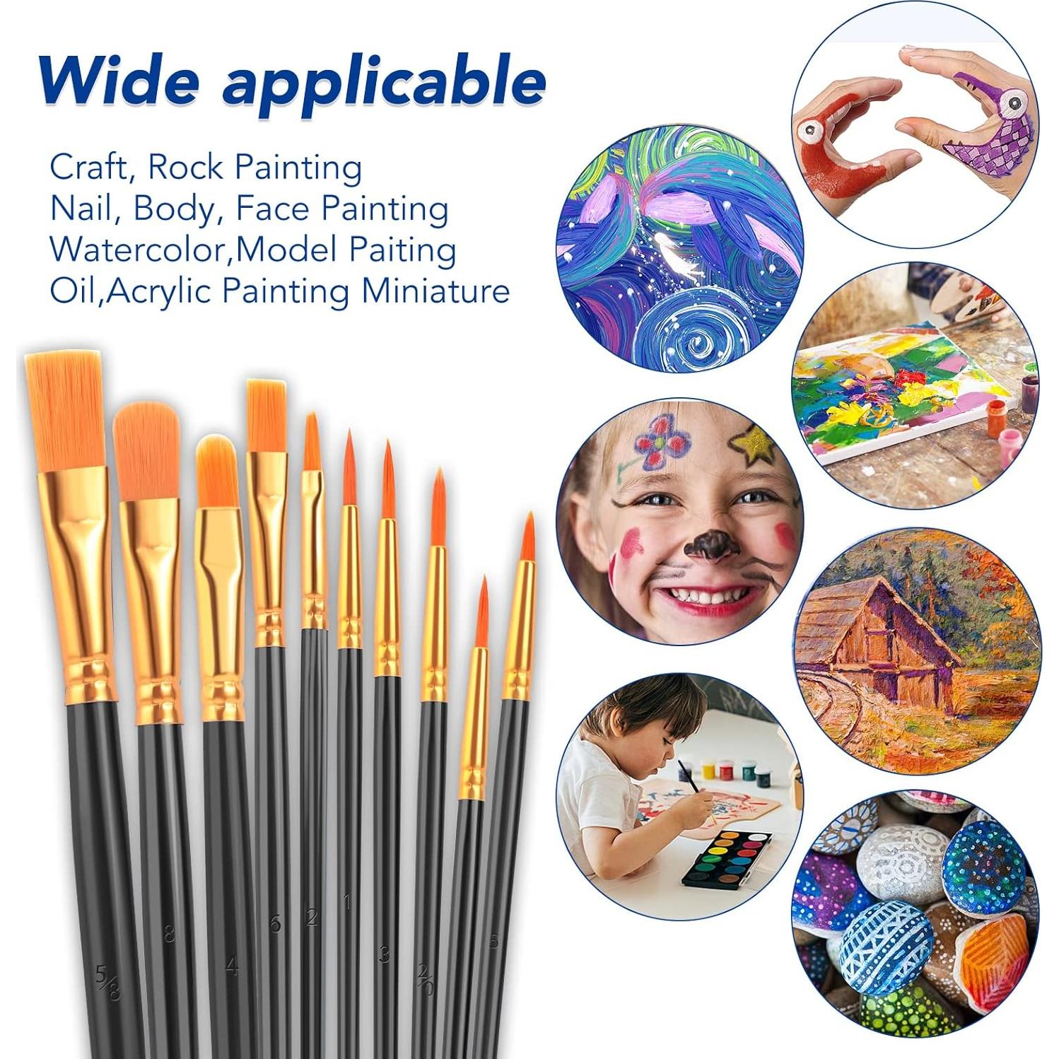 Conjunto de Pinceles Acrílicos ESRICH 80 Pcs Nylon Negro