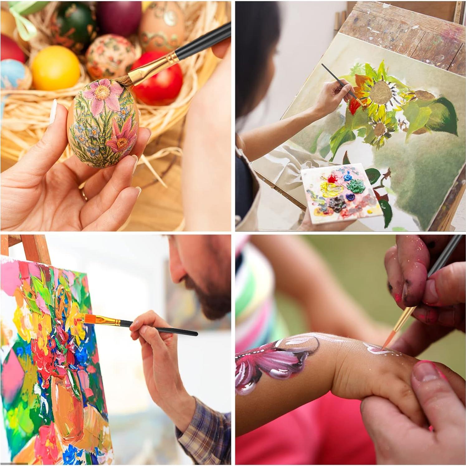 Conjunto de Pinceles Acrílicos ESRICH 80 Pcs Nylon Negro