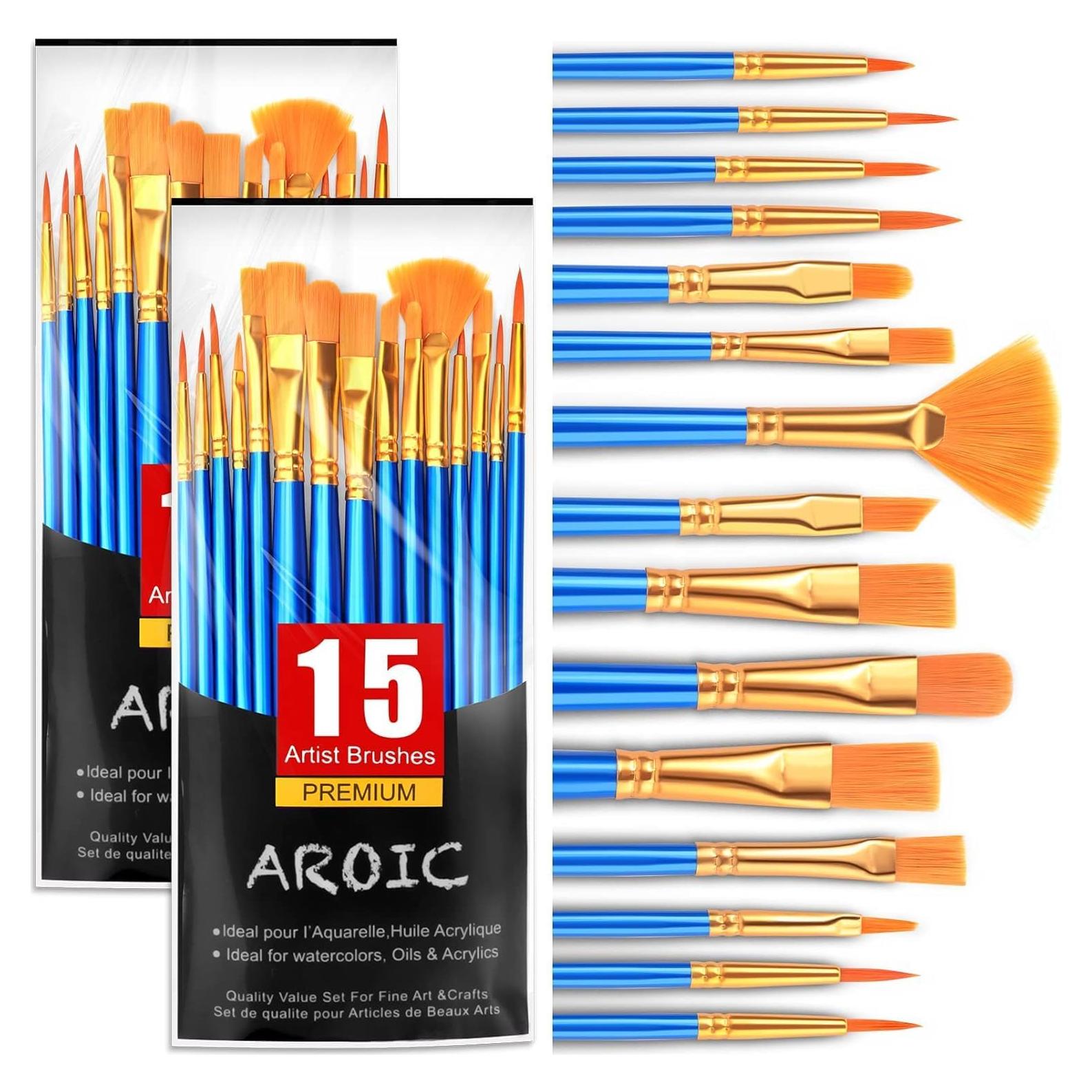 Conjunto de Pinceles Acrílicos AROIC 30 Piezas Nylon