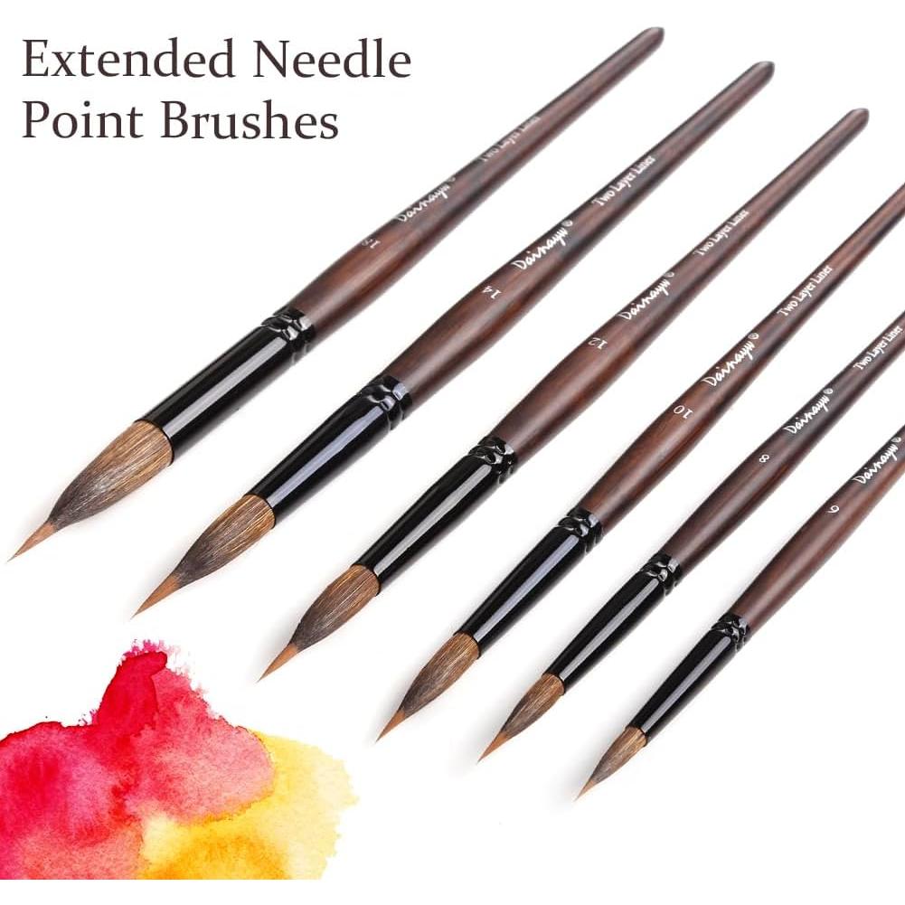 Juego de Pinceles de Acuarela Dainayw 6 Pcs Sable Detalle