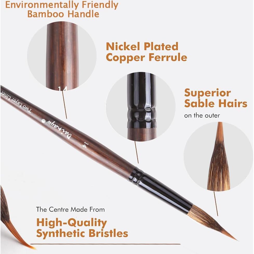 Juego de Pinceles de Acuarela Dainayw 6 Pcs Sable Detalle